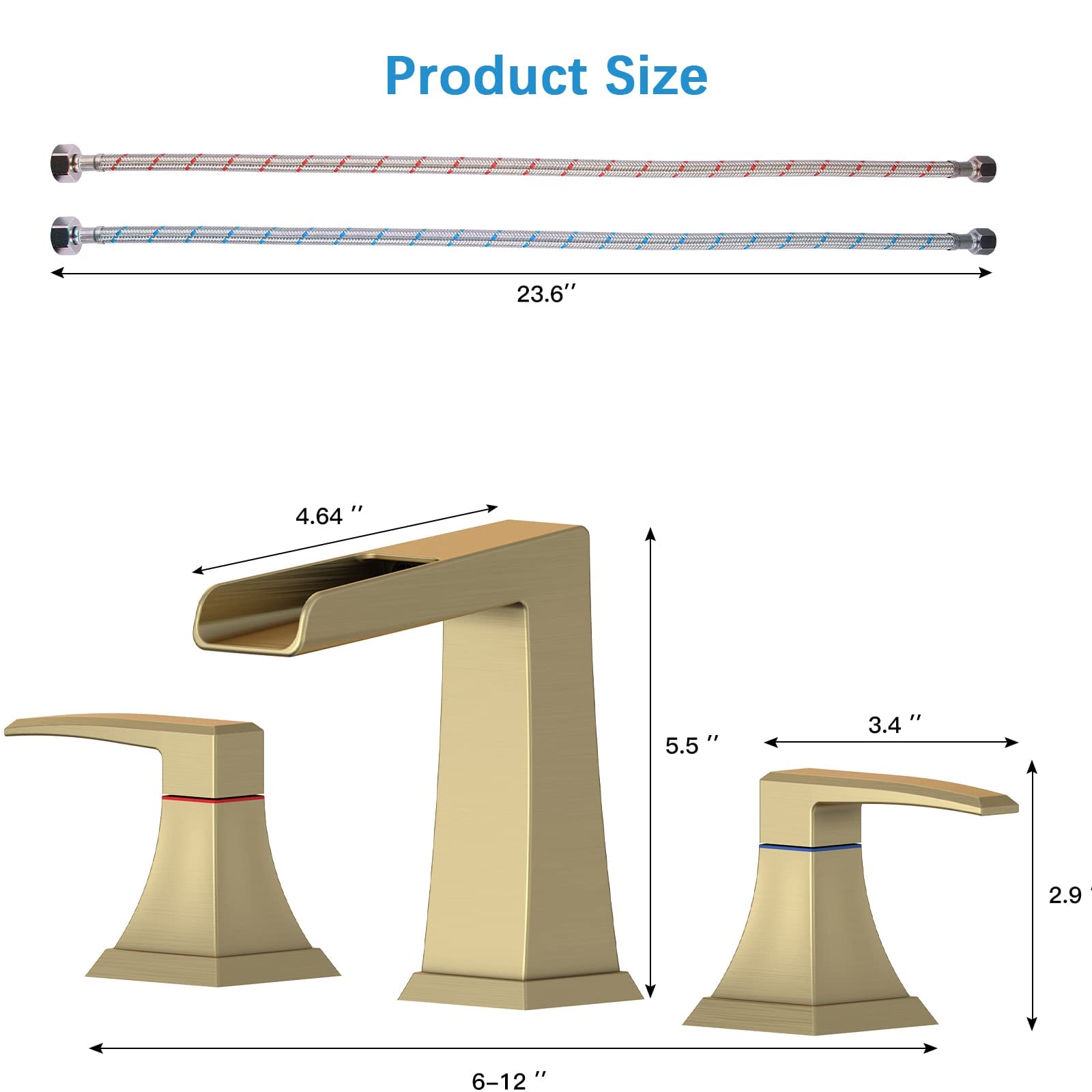 GARVEE 3-Hole Waterfall Bathtub Faucet Set in Brushed Gold with Decorative Lines - Perfect for Modern Bathroom & Spa Renovation