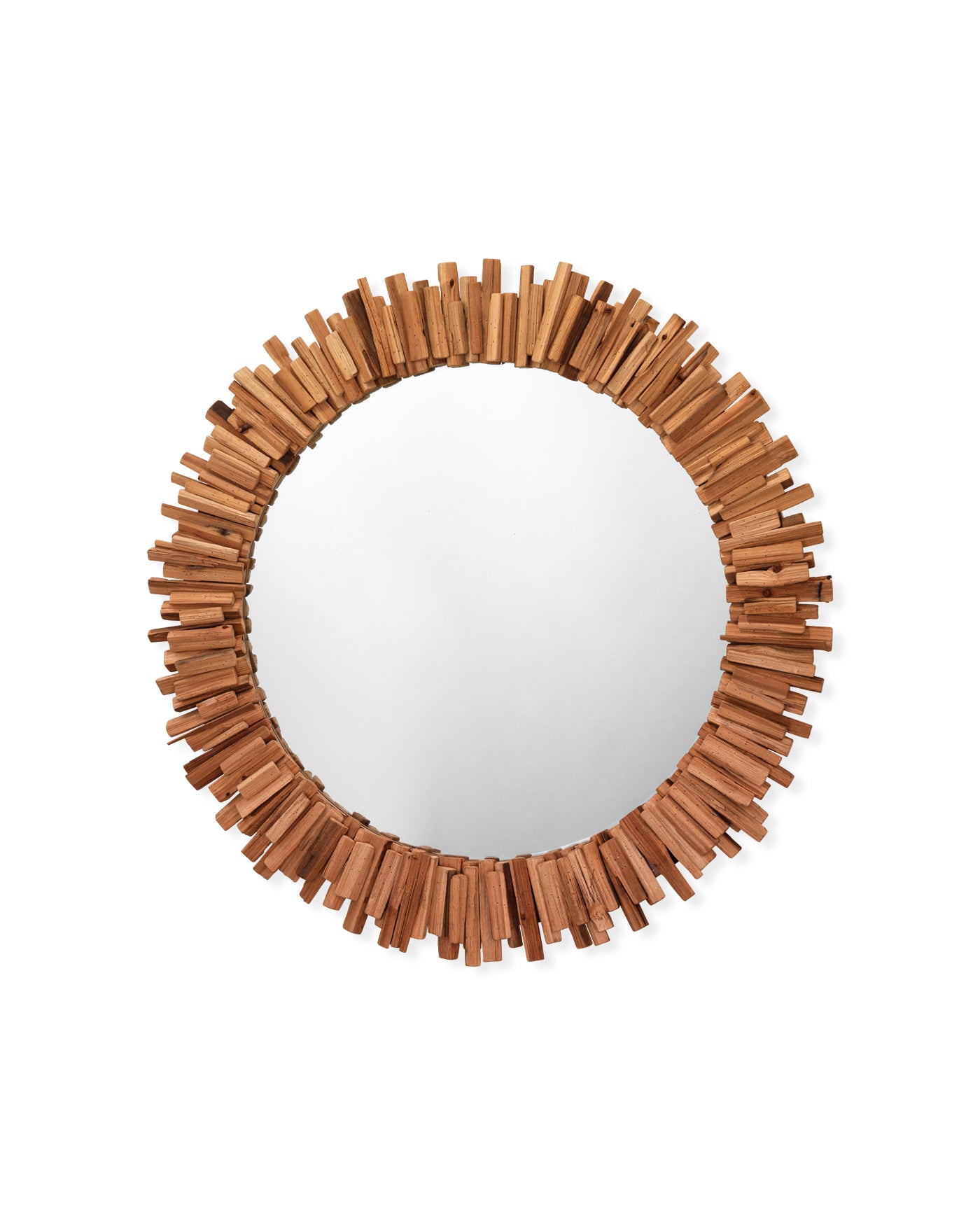 Natural Driftwood Round Mirror - Handmade Coastal Decor for Bathroom, Bedroom & Living Room - Boho Beach Style Wall Mirror for Home Decor