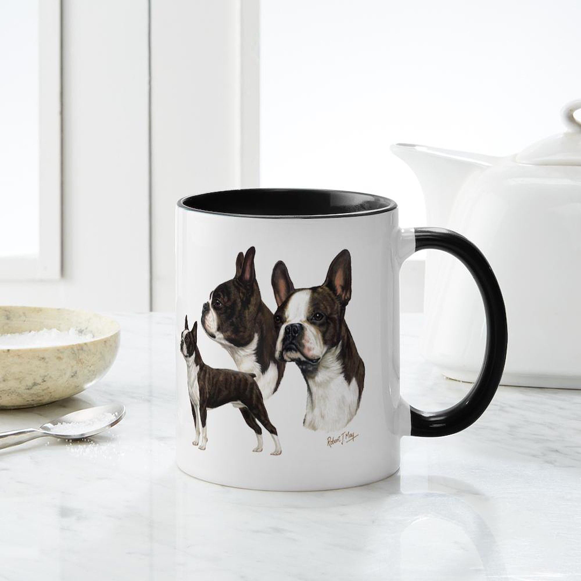 Boston Terrier Ceramic Coffee Mug 11 oz (325 ml) - Perfect for Hot & Cold Drinks, Office, Home, and Gifts