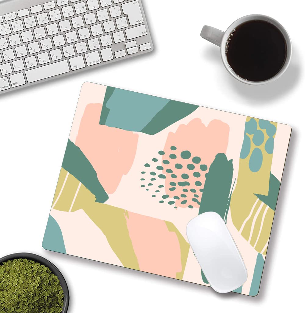 Modern Abstract Artistic Mouse Pad - Boho Style Non-Slip Rubber Base Square Mousepad for Office & Laptop - Waterproof Computer Mouse Mat for Gaming, Work & Home Use