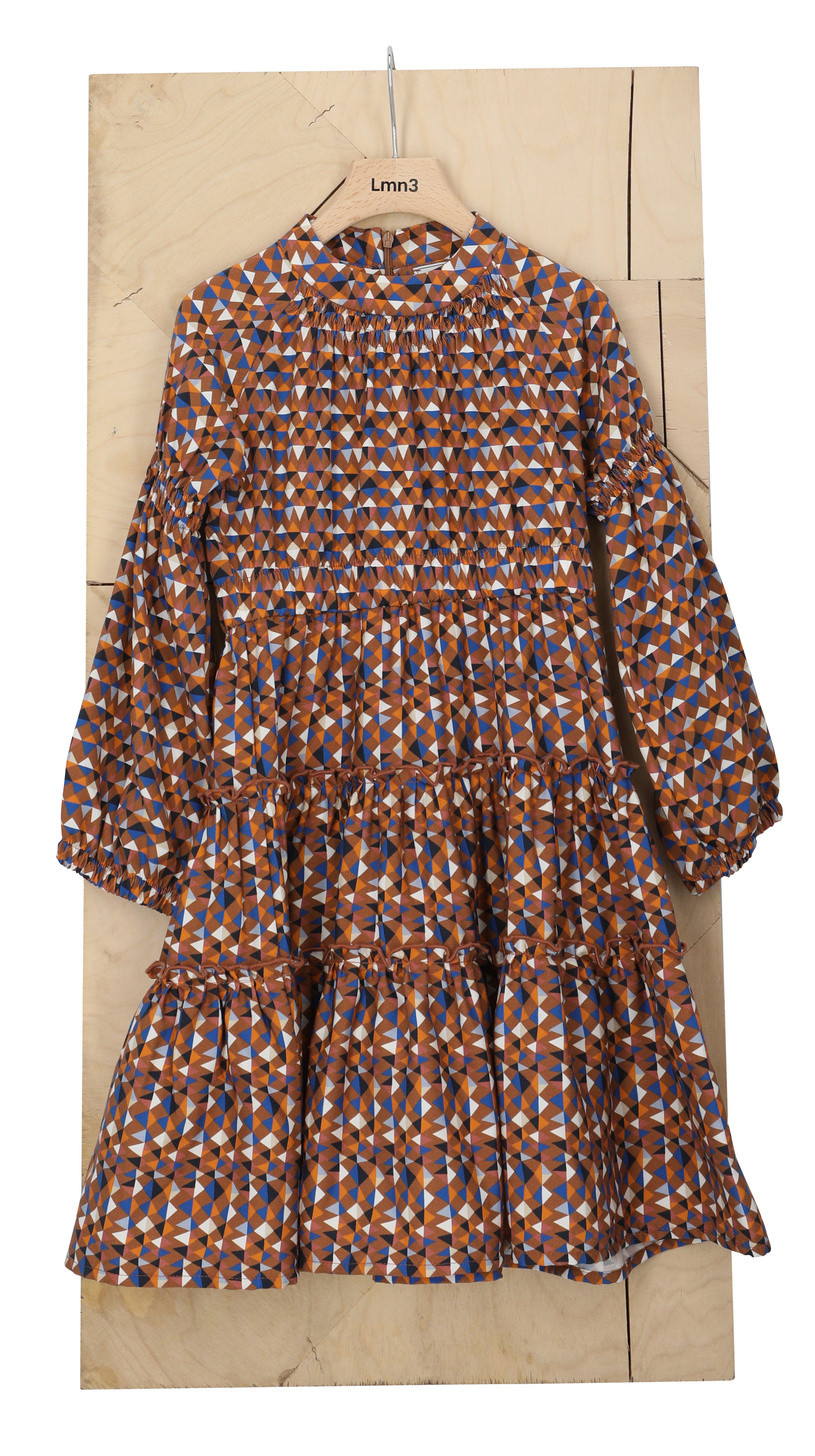 LMN3 Geometric Print Mocha Bisque Dress - Elegant Flowy Maxi Dress for Women | Perfect for Casual Outings, Beach Vacations & Boho Chic Style