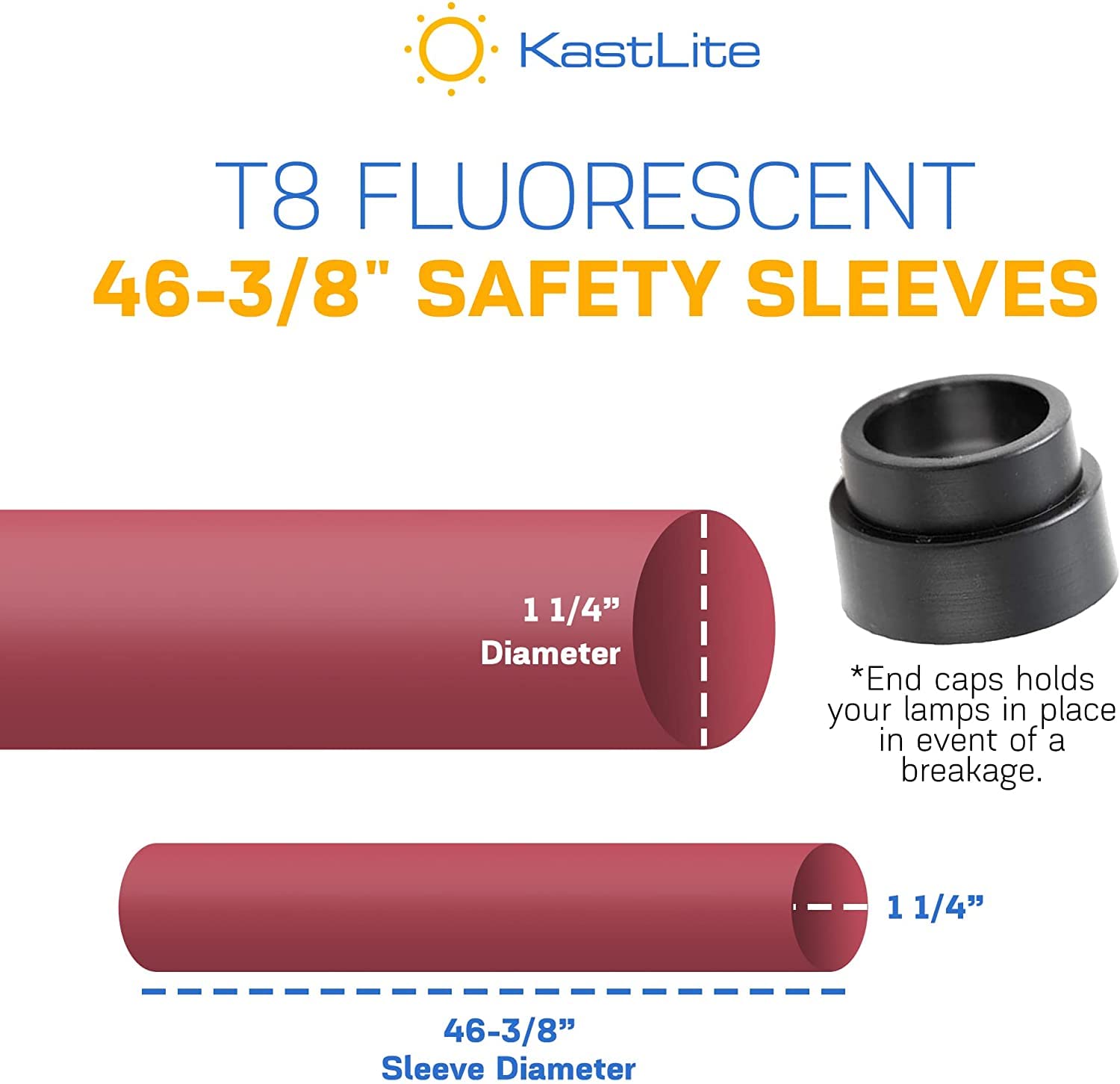 KastLite T8 Fluorescent Light Tube Guard with End Caps - 46-3/8