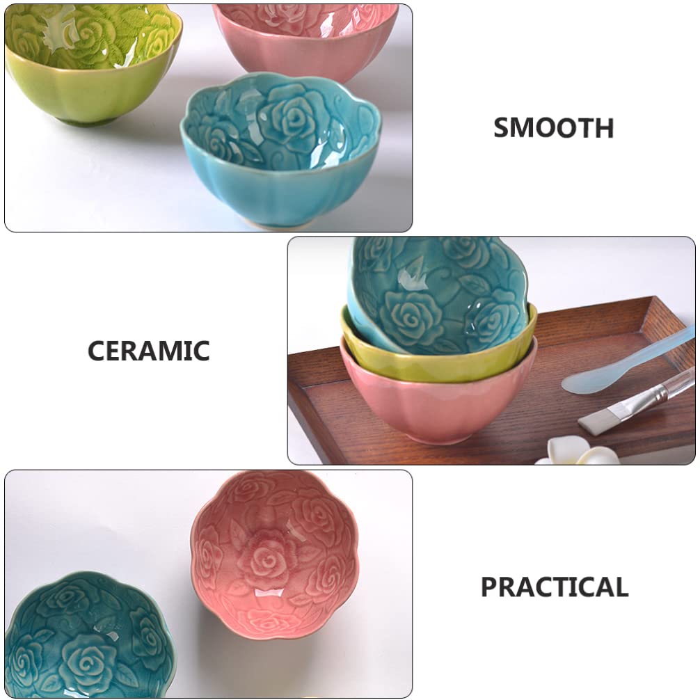 Premium Ceramic Mixing Bowls Set of 3 - Essential Oil & Facial Mask Mixing Bowls, Snack Serving Dishes for Spa, DIY Beauty & Home Kitchen Use - Durable Ceramic Bowls for Professional & Personal Care