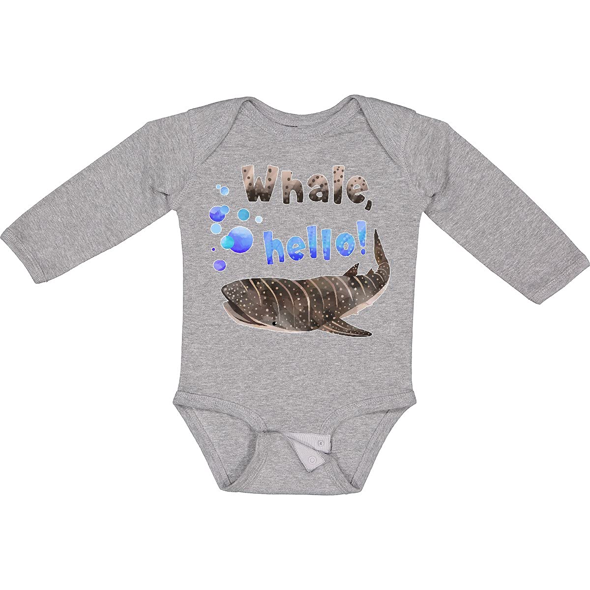 Inktastic Whale Hello Cute Whale Shark with Bubbles Long Sleeve Baby Bodysuit - Adorable Ocean-Themed Outfit for Newborns & Infants, Perfect for Beach Trips, Photo Shoots & Everyday Wear