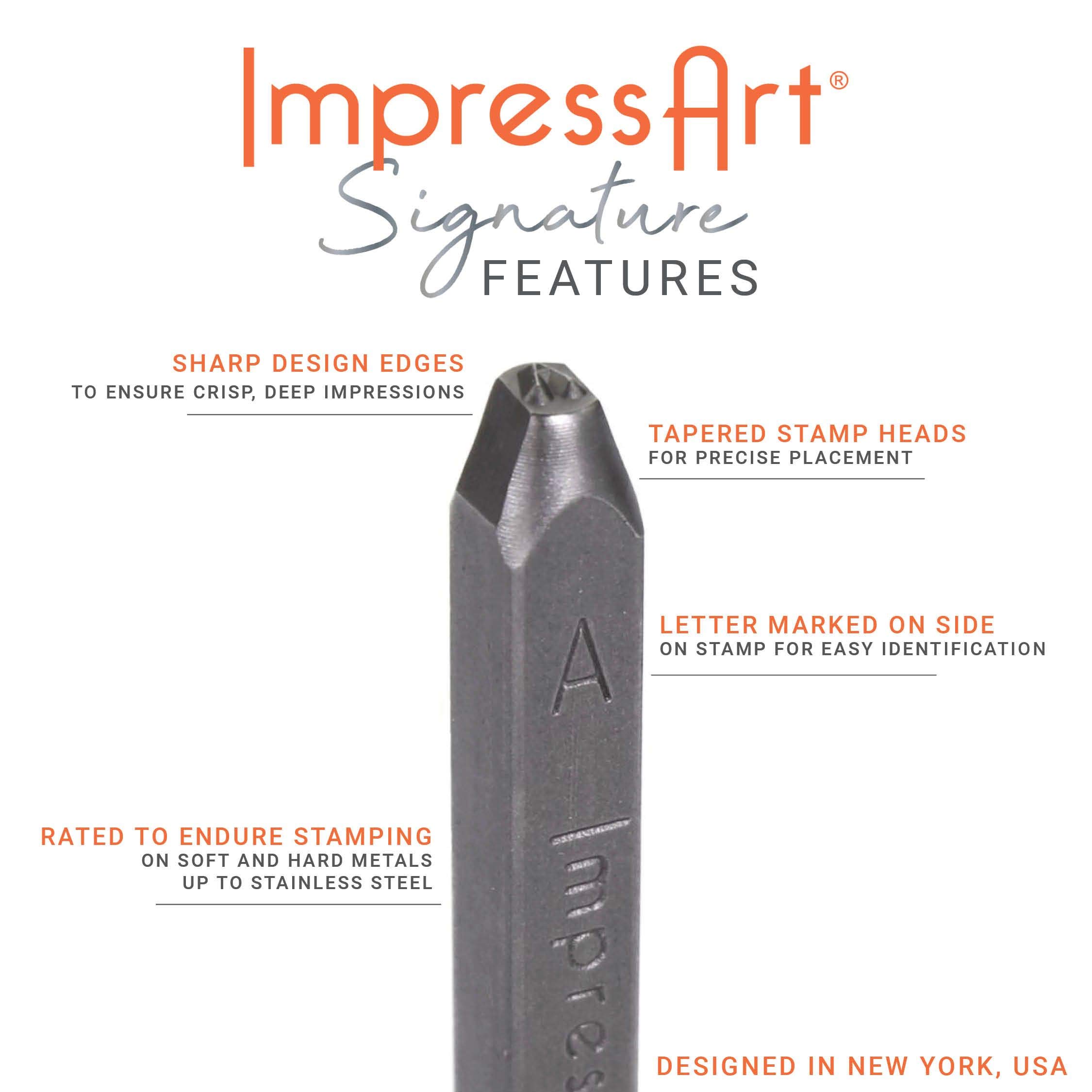 ImpressArt - Professional Metal Letter Stamps Uppercase 3mm for Jewelry Making, Signature Heartbreaker Design, Works on Soft & Hard Metals - Perfect for Hand Stamping, Personalized Jewelry & DIY Craft Projects