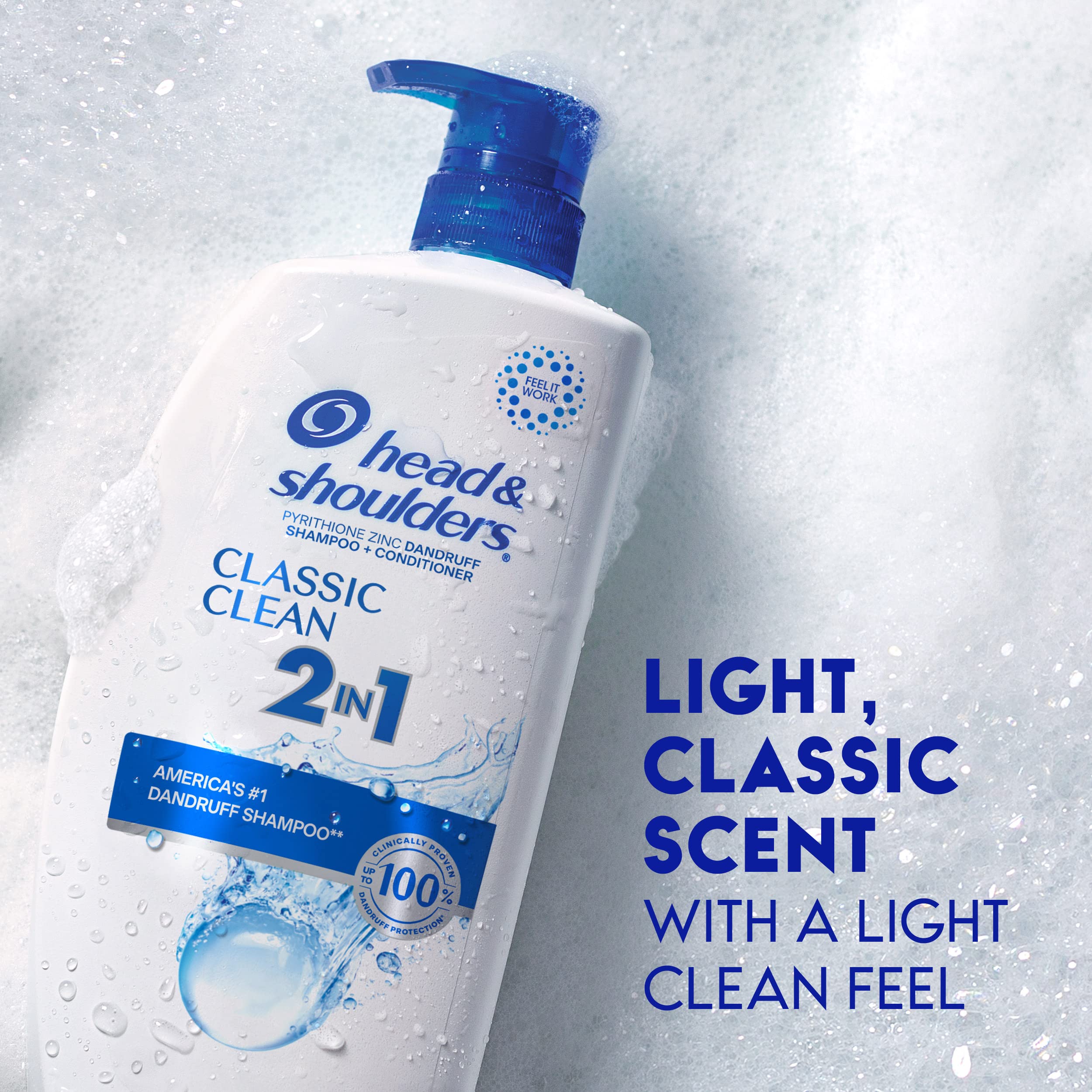 Head and Shoulders 2-in-1 Anti Dandruff Shampoo and Conditioner - Classic Clean Formula for Daily Use, Paraben Free, 28.2 oz - Perfect for Men & Women with Flaky Scalp & Itchy Scalp Relief at Home or Gym