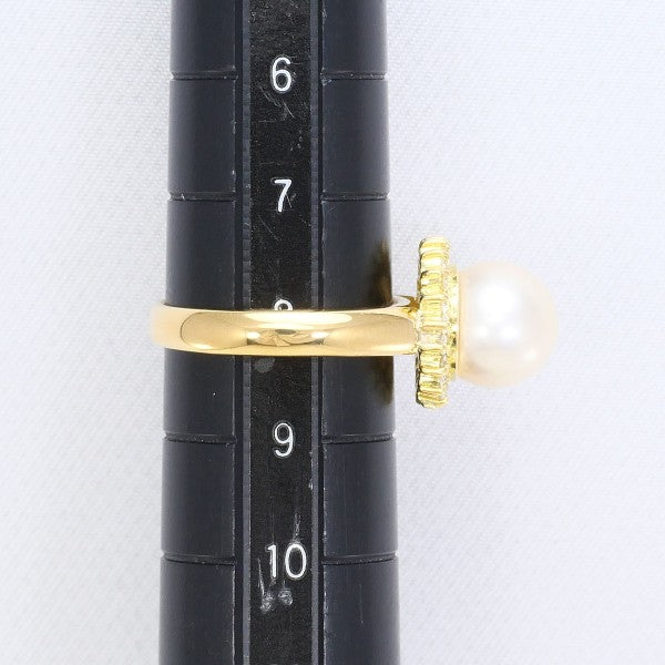 18K Yellow Gold Pearl Diamond Ring for Women - Elegant Bridal Jewelry, Anniversary Gift, Engagement Ring for Her - Perfect for Weddings, Proposals & Special Occasions