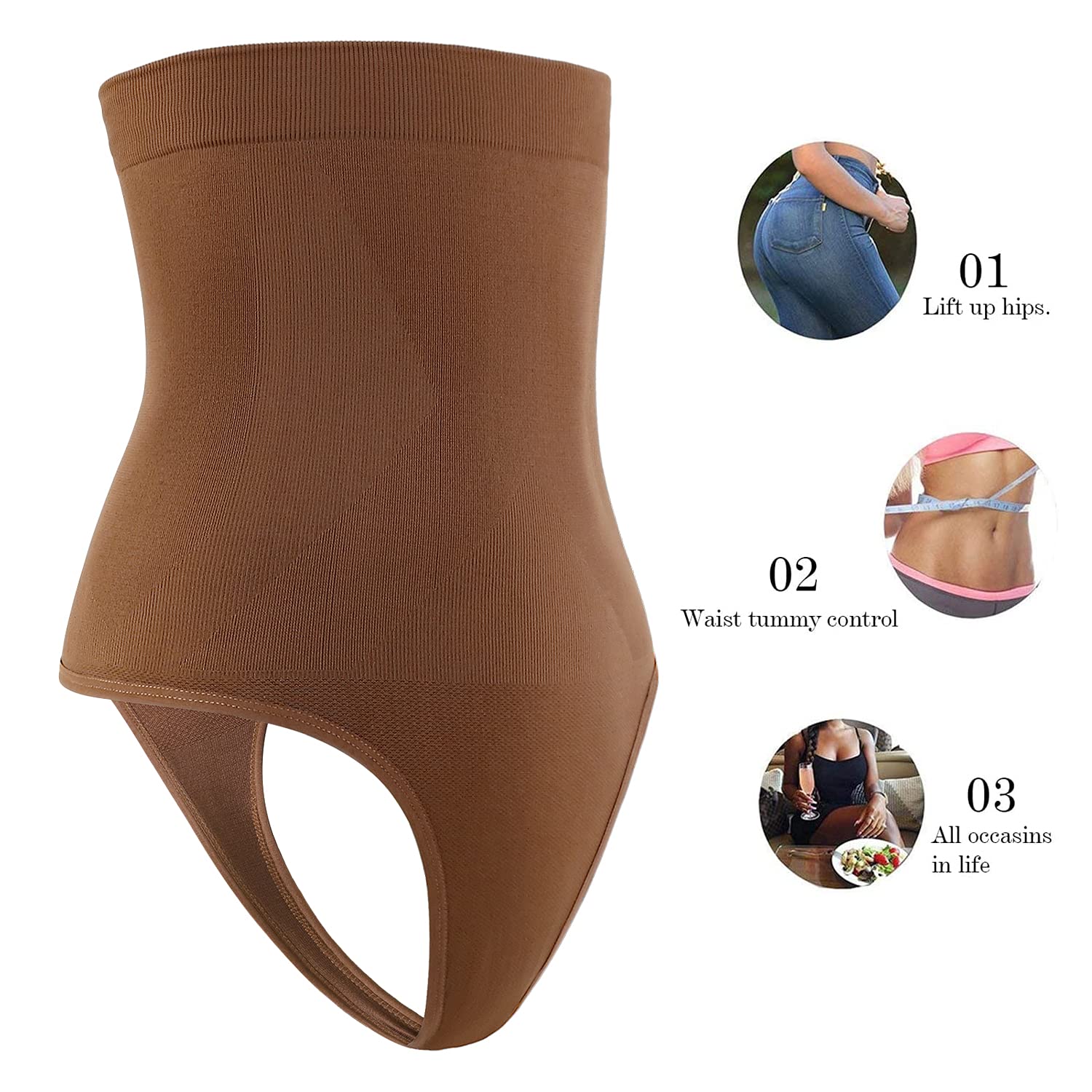 **DREAM SLIM Women's High-Waist Seamless Body Shaper Briefs - Firm Control Tummy Thong Shapewear Panties Girdle Underwear for Everyday Wear, Workout & Special Occasions**