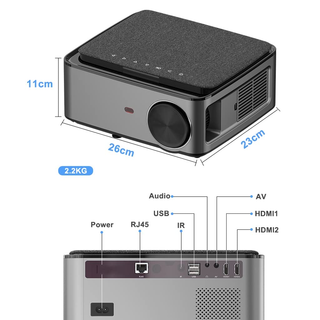 YADECL GA828 Full HD 1080p Native Projector with Android 9.0 - Smart LED Home Theater Projector for Movies, Gaming & 3D Viewing | Wireless Phone Mirroring | Indoor & Outdoor Cinema Experience
