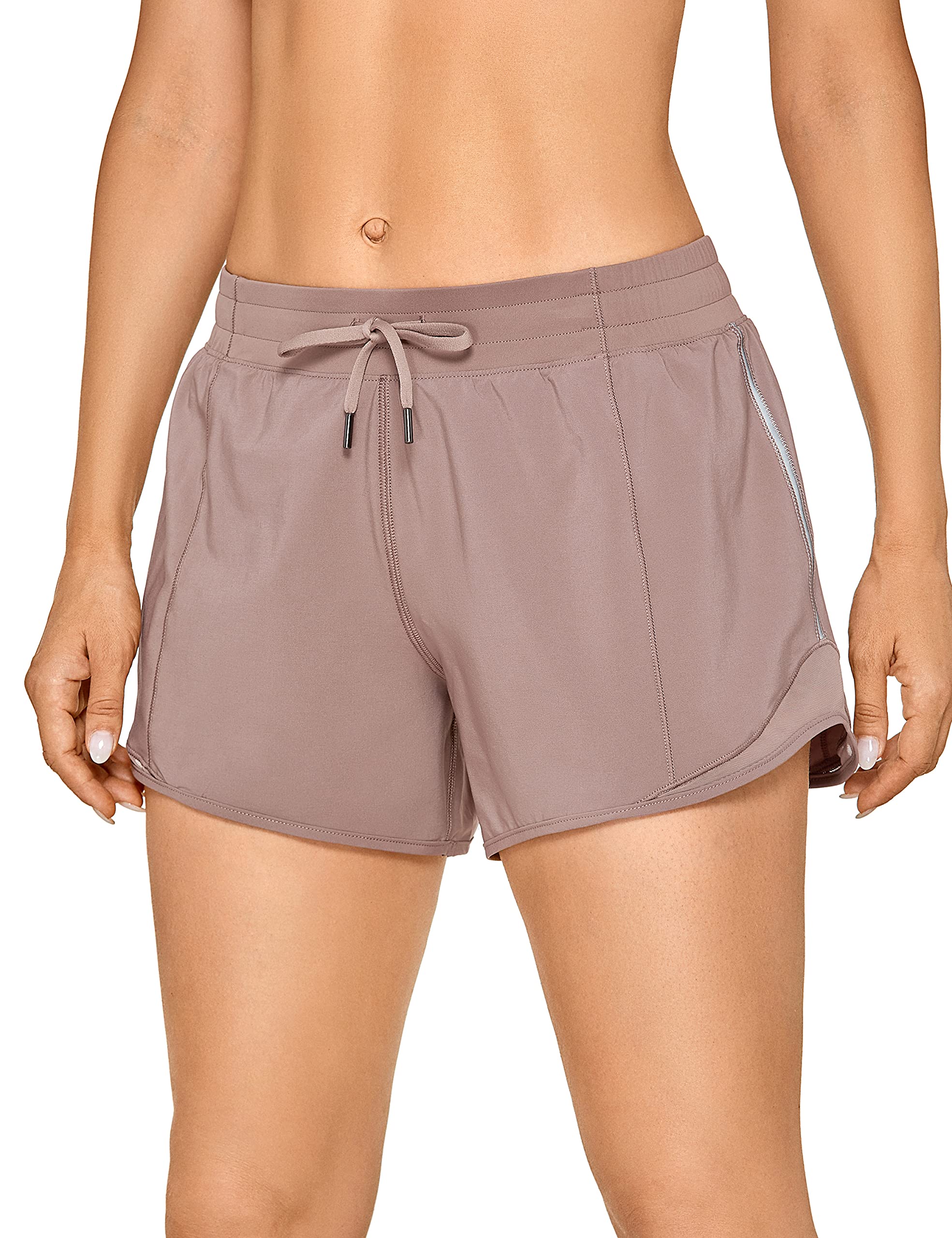 CRZ YOGA Women's High Waist Running Shorts with Zip Pocket - 4