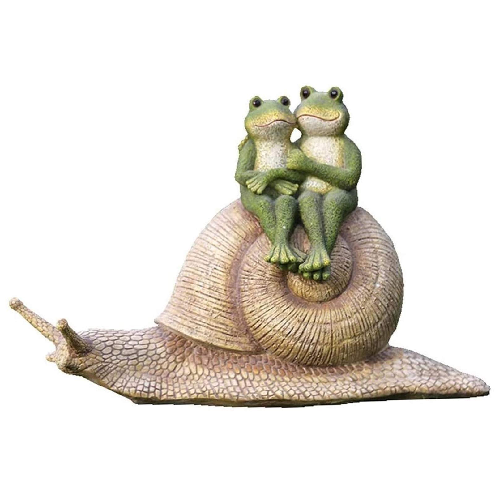 Realistic Outdoor Snail & Frog Statue - Handcrafted Garden Decor, Durable Resin Rockery Sculpture for Lawn, Patio, Yard & Landscape Design | Perfect for Backyard, Pondside & Fairy Garden Themes