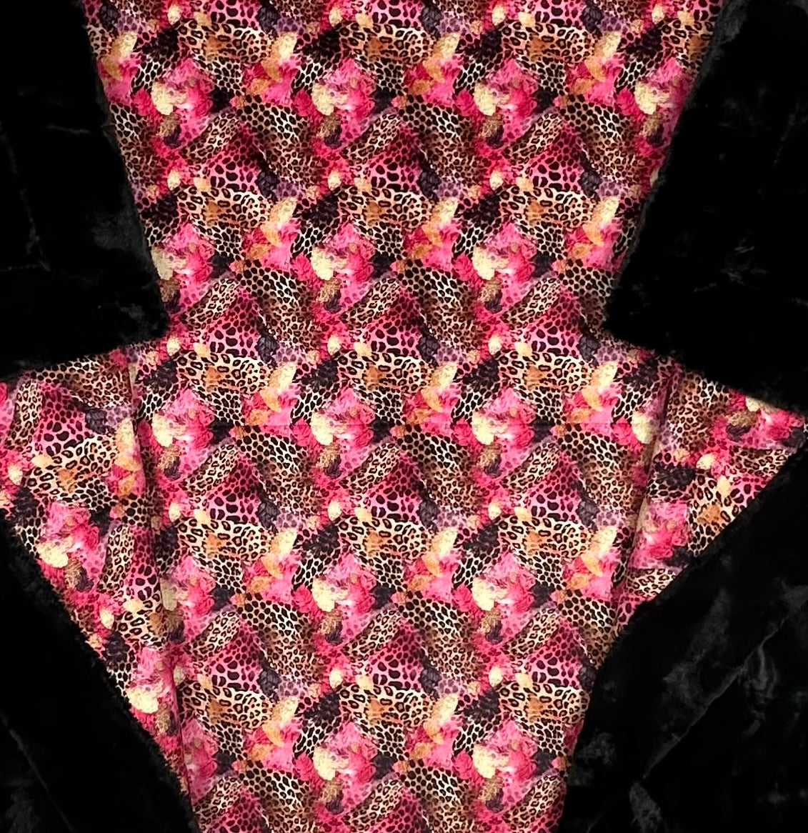 Leopard Pink and Gold on Black Mirage Luxe 46x63 Inch Soft Travel Blanket - Perfect for Airplanes, Camping, and Cozy Home Decor