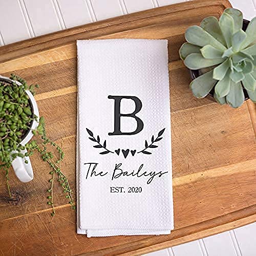 Custom Waffle Weave Dish Towel - Personalized Kitchen Towel Set for Housewarming, Wedding Shower & Hostess Gifts | Absorbent Tea Towels for Cooking, Baking & Kitchen Decor | Engagement Present Idea