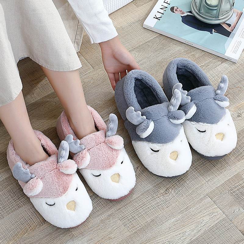 Spoodle: Cozy Elk Indoor Slippers for Women & Men - Warm Winter House Shoes for Home, Office & Relaxation