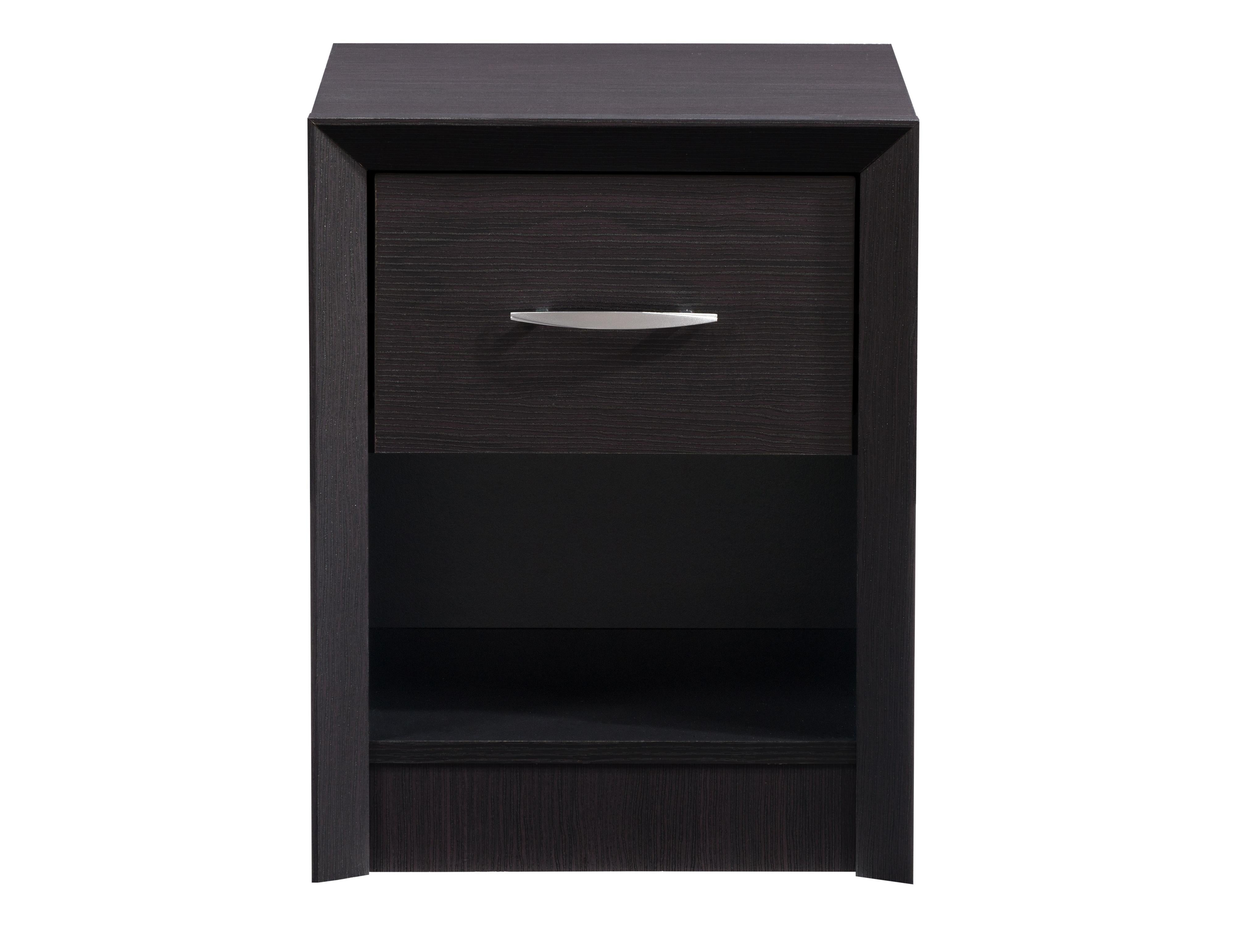 Mid Century Modern Nightstand - Black Wood Bedside Table with Drawer for Bedroom Furniture & Home Decor