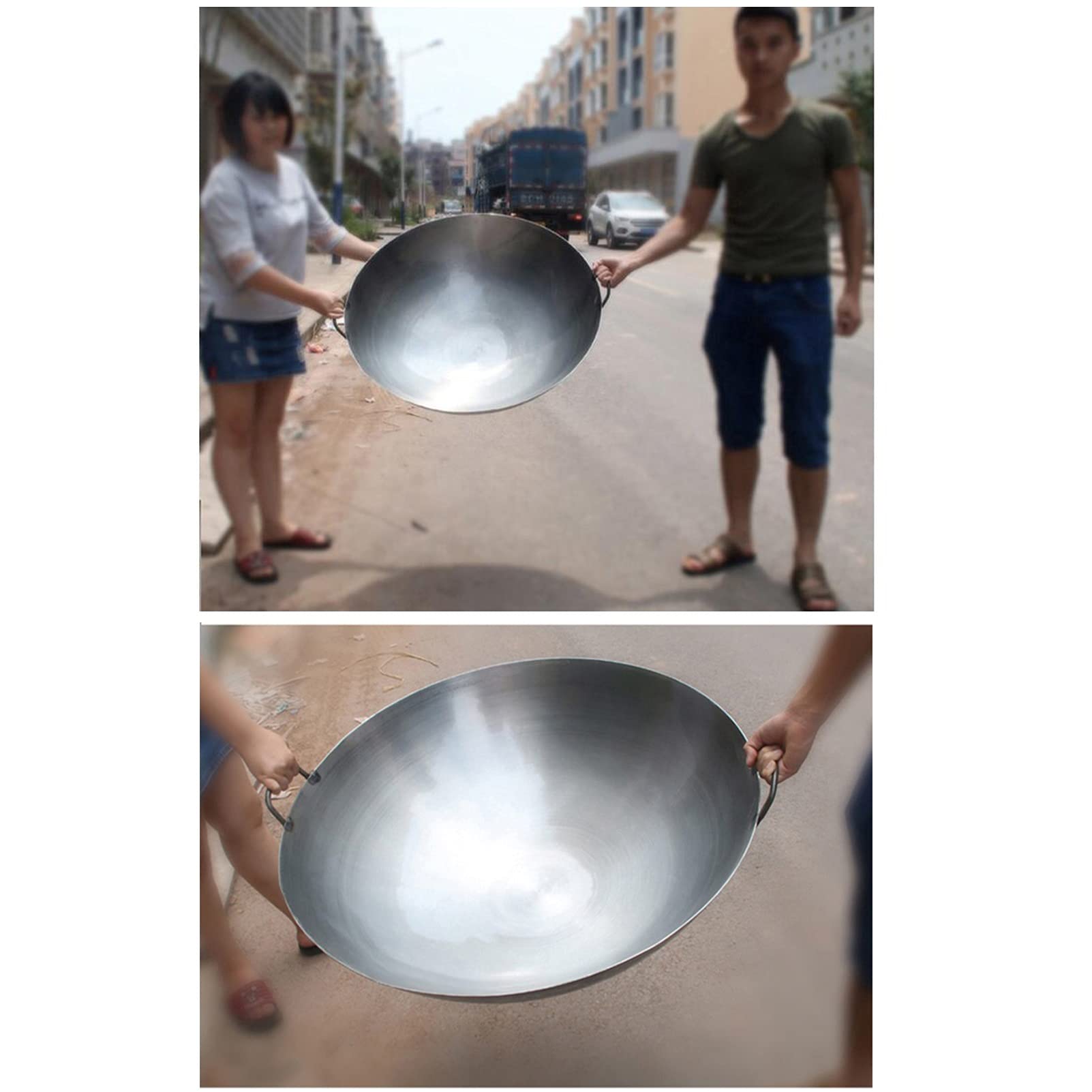 Authentic Pre-Seasoned Chinese Cast Iron Wok Pan - 19.7 Inch Large Deep Stir Fry Pan with Dual Handles - Professional Restaurant-Grade Carbon Steel Wok for High Heat Cooking - Perfect for Stir Frying, Deep Frying, Sautéing & Asian Cuisine