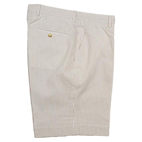 Country Club Prep Tan Seersucker Shorts for Men - Classic Casual Summer Shorts with Comfort Fit - Perfect for Golf, Beach, and Outdoor Activities