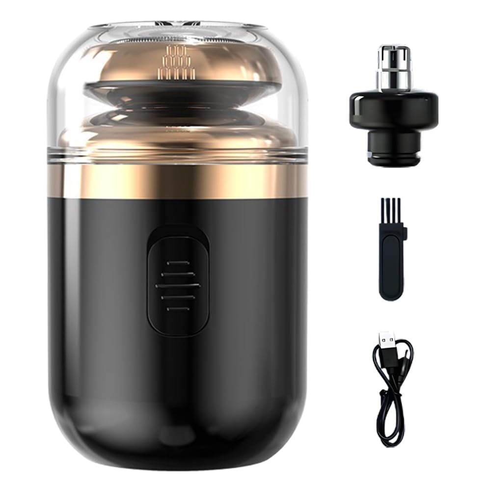 2025 Mini Portable Electric Shaver for Men - 2-in-1 Beard Trimmer & Nose Hair Clipper | USB Rechargeable Waterproof Travel Shaver | Compact Capsule Design | Perfect for Home, Office, Gym, Travel, Business Trips & Camping | Great Gift for Dad, Father's Day, Christmas & Birthdays (Black) | Ideal for Daily Grooming, On-the-Go Styling & Quick Touch-Ups