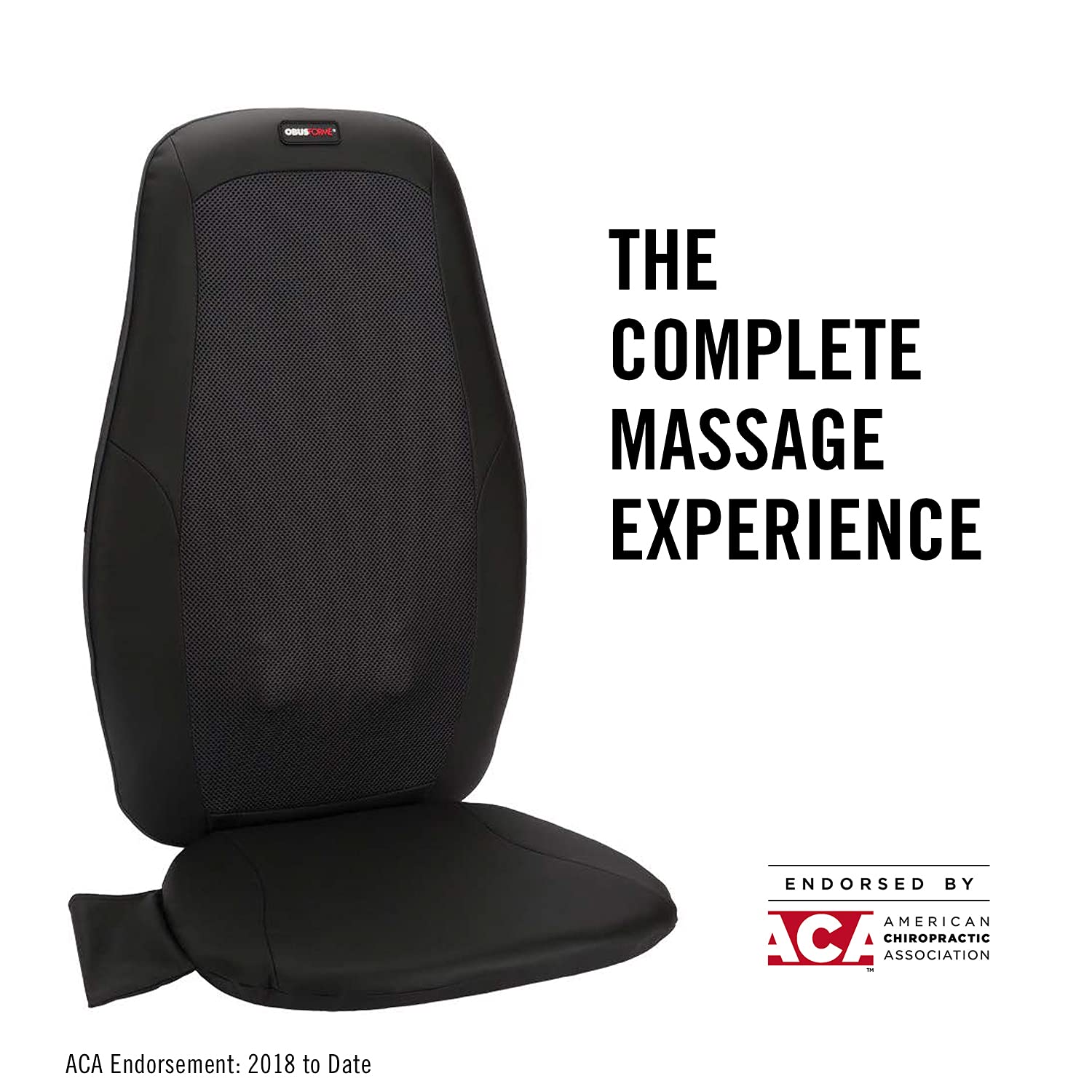 ObusForme Deep Kneading Shiatsu Back Massager with Heat - 3 Adjustable Massage Zones (Upper/Lower/Full Back) - Ergonomic Massage Cushion for Office Chair, Car Seat & Home Use - Relieves Back Pain & Muscle Tension