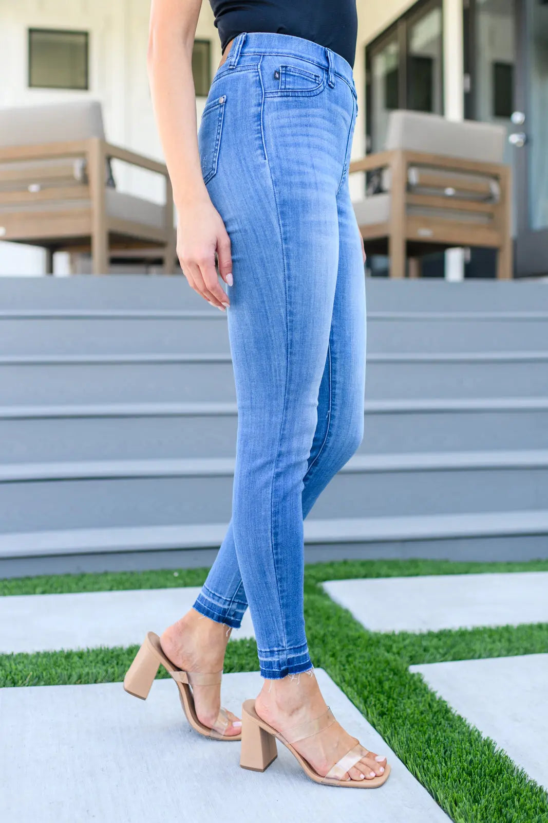 Amanda High Rise Pull-On Stretch Skinny Jeans for Women - Comfortable & Stylish with Release Hem - Perfect for Casual Wear, Office & Night Out