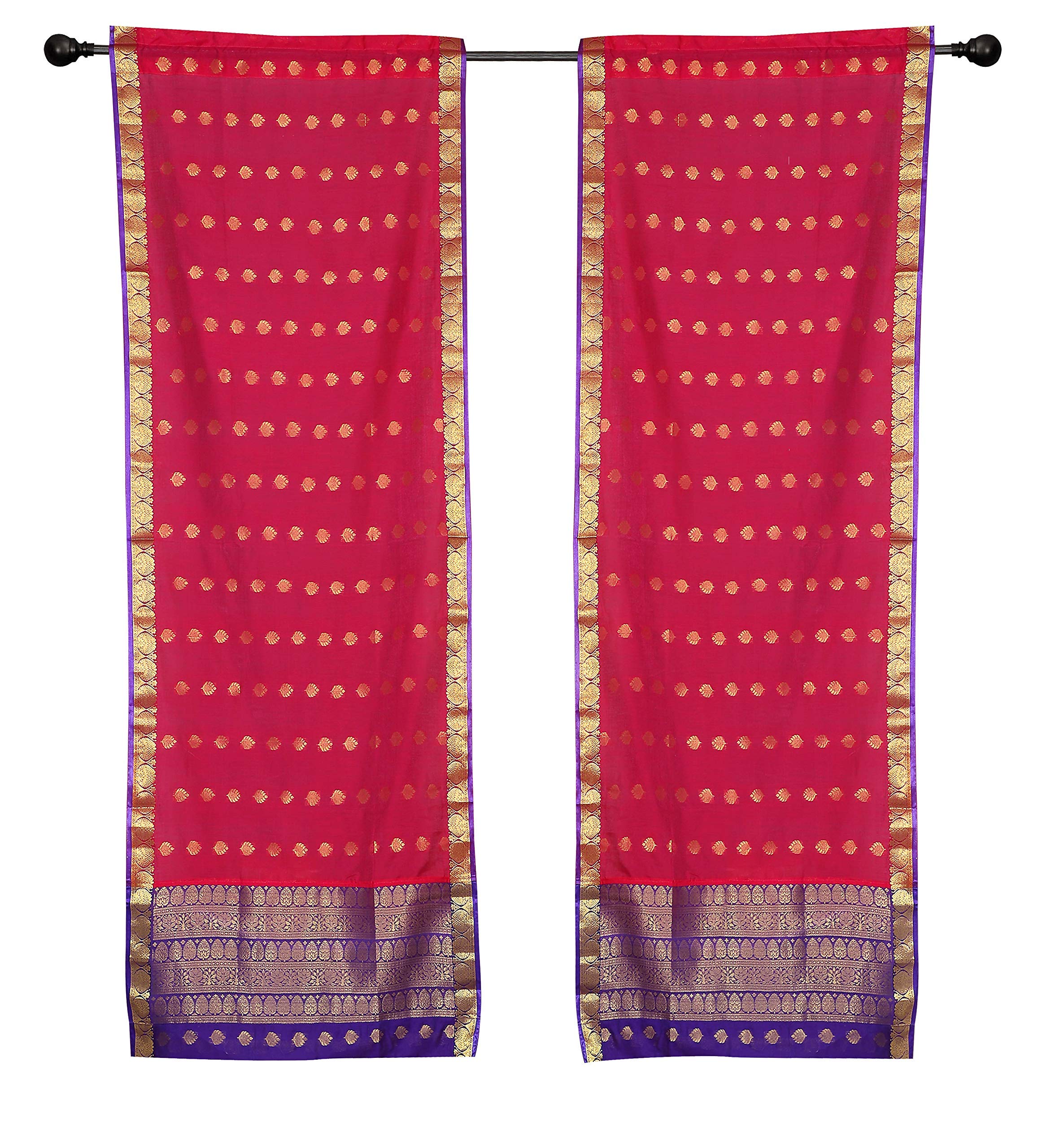 Bohemian Indian Sari 2-Lined Rod Pocket Cafe Curtains 43