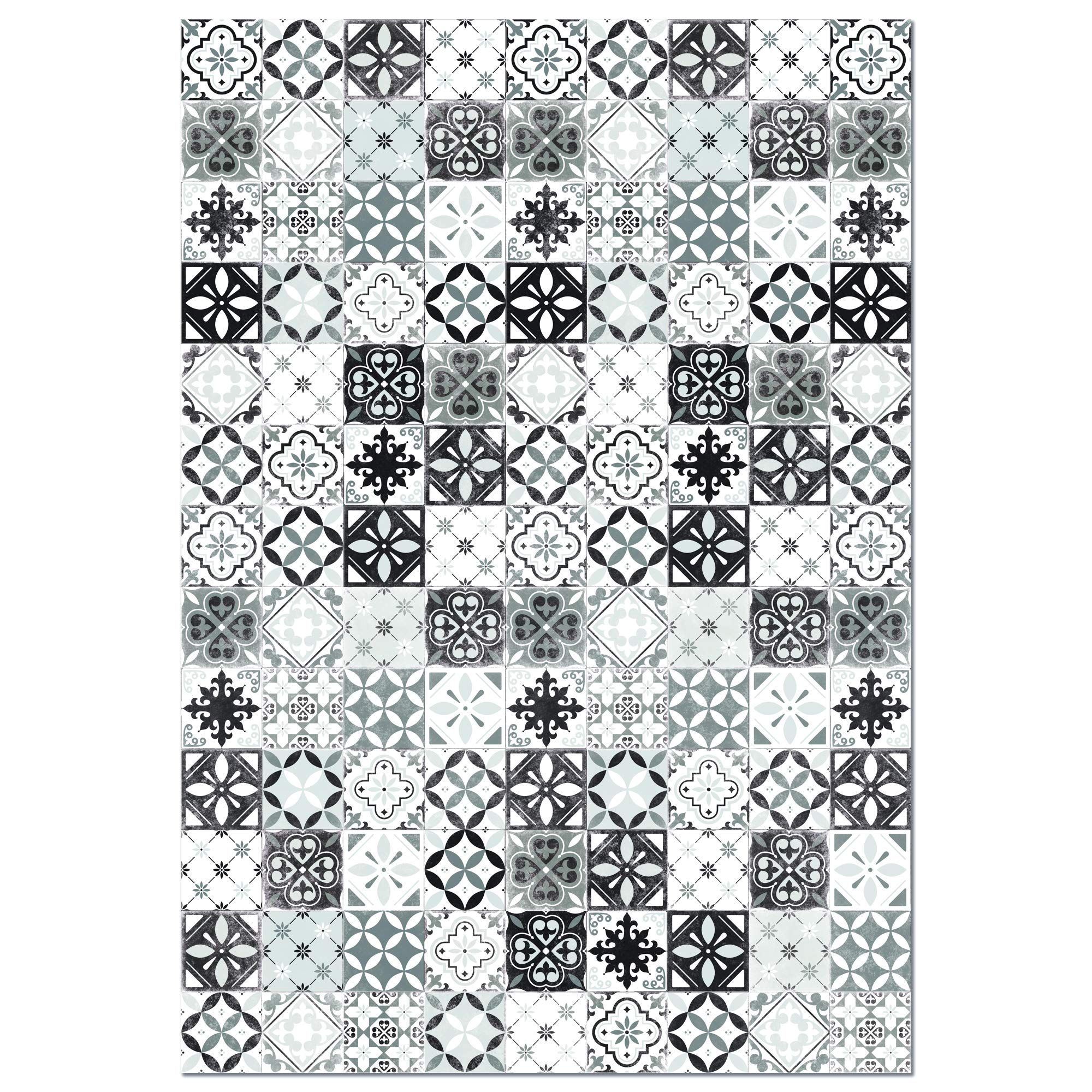 Premium Non-Slip Vinyl Floor Mat - Ultra-Thin Waterproof Kitchen & Bathroom Rug - American Art Decor Tile Pattern - Durable Easy Clean Home Decor (4'x6') - Perfect for Kitchens, Bathrooms, Laundry Rooms & Entryways