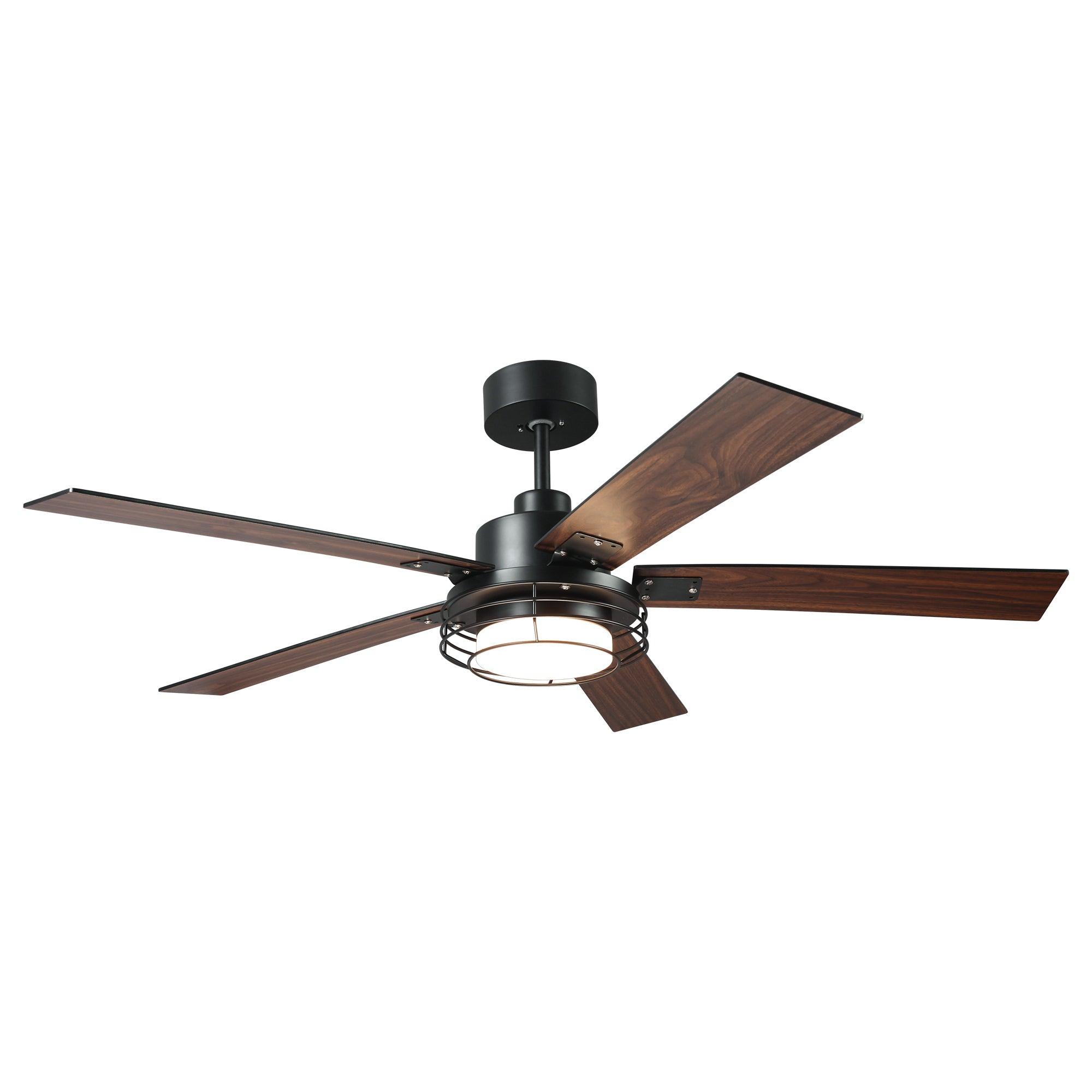 52 Inch Bernice DC Motor Industrial Ceiling Fan with LED Light and Remote Control - Perfect for Warehouses, Garages, and Large Spaces