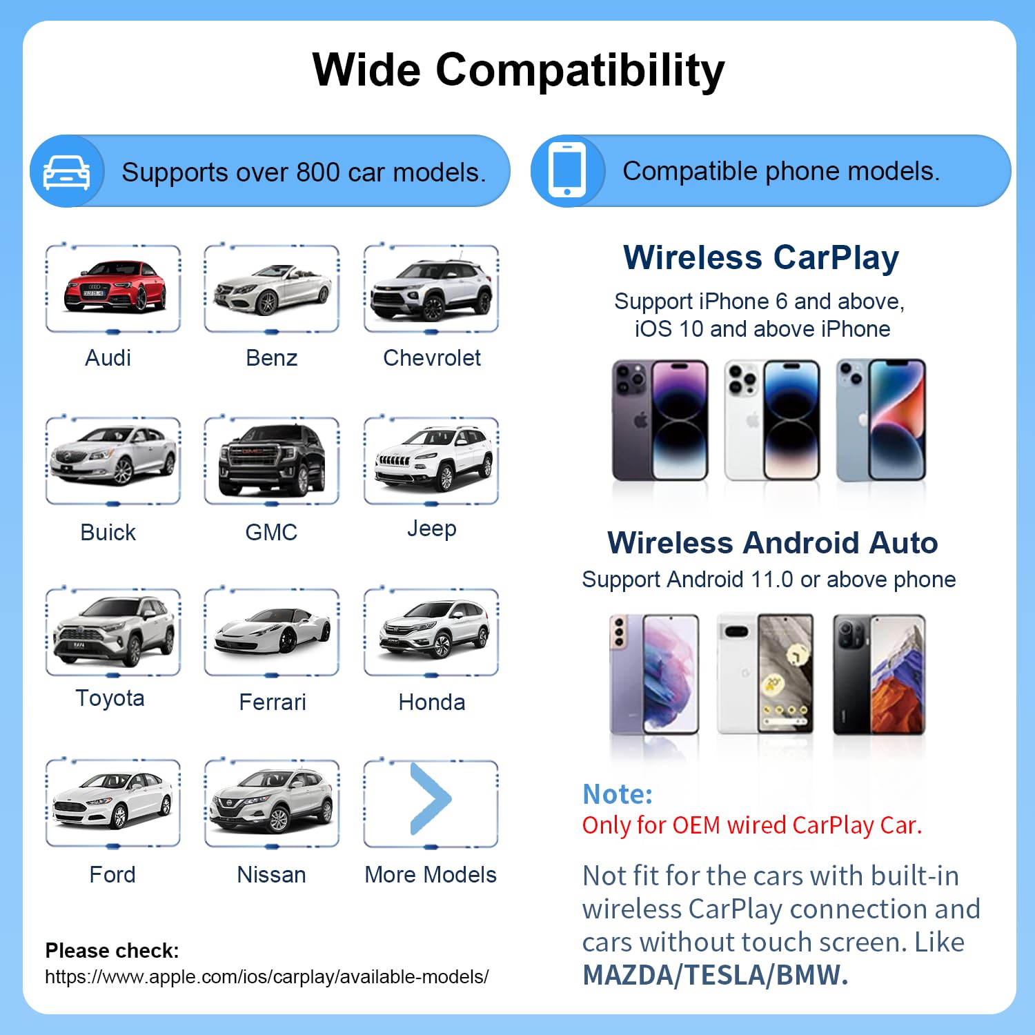 4 in 1 Wireless CarPlay Adapter - Wireless Apple CarPlay & Android Auto Dongle with YouTube/Netflix/TikTok/Play Store Support, TF Card Slot & Screen Mirroring - Convert Wired to Wireless for Seamless Streaming in Your Car | Perfect for Long Road Trips & Daily Commutes