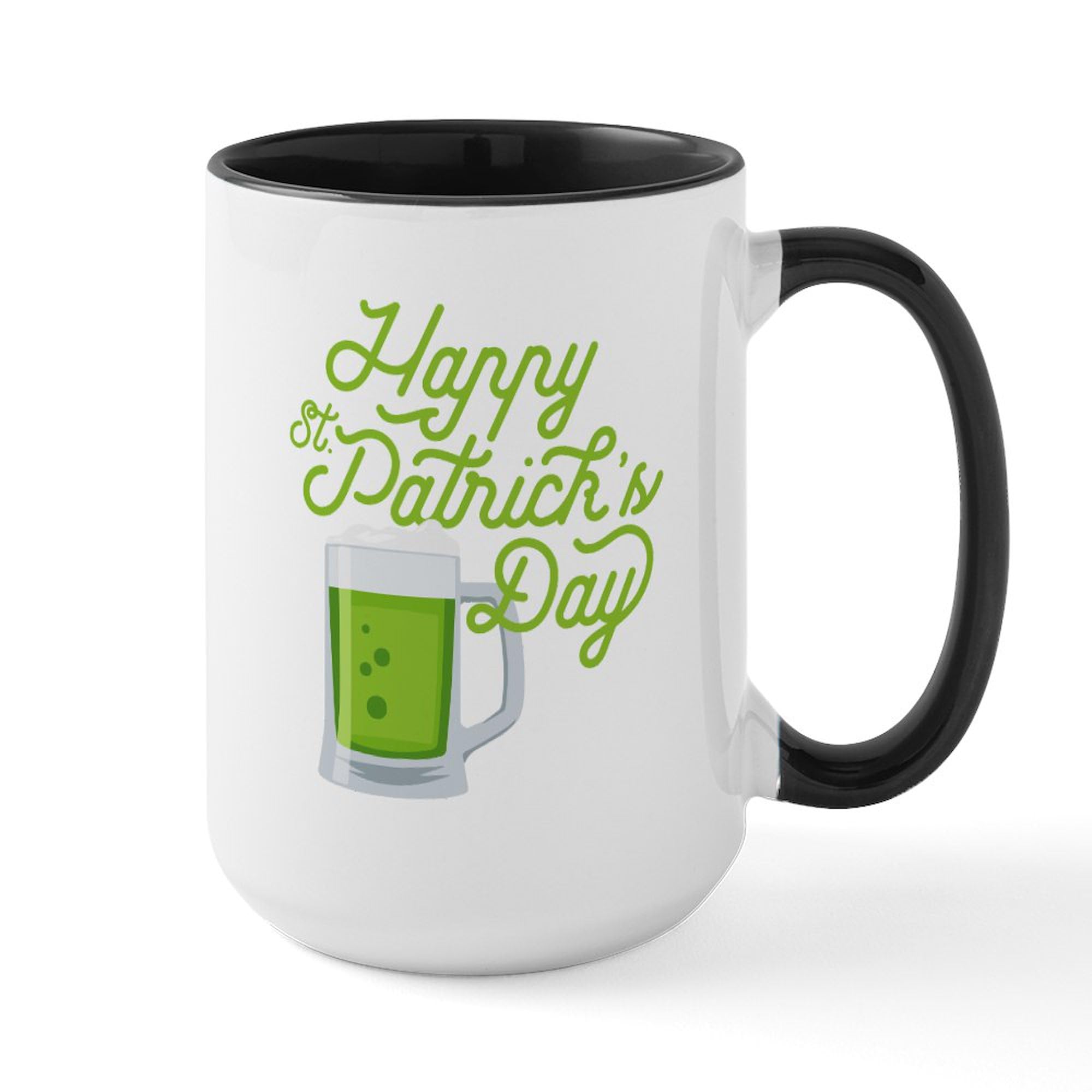 Happy St. Patrick's Day 15 oz Ceramic Coffee Mug - Large 444ml Irish-Themed Cup for Tea, Hot Chocolate & Office Use - Perfect Gift for St. Paddy's Day Celebrations