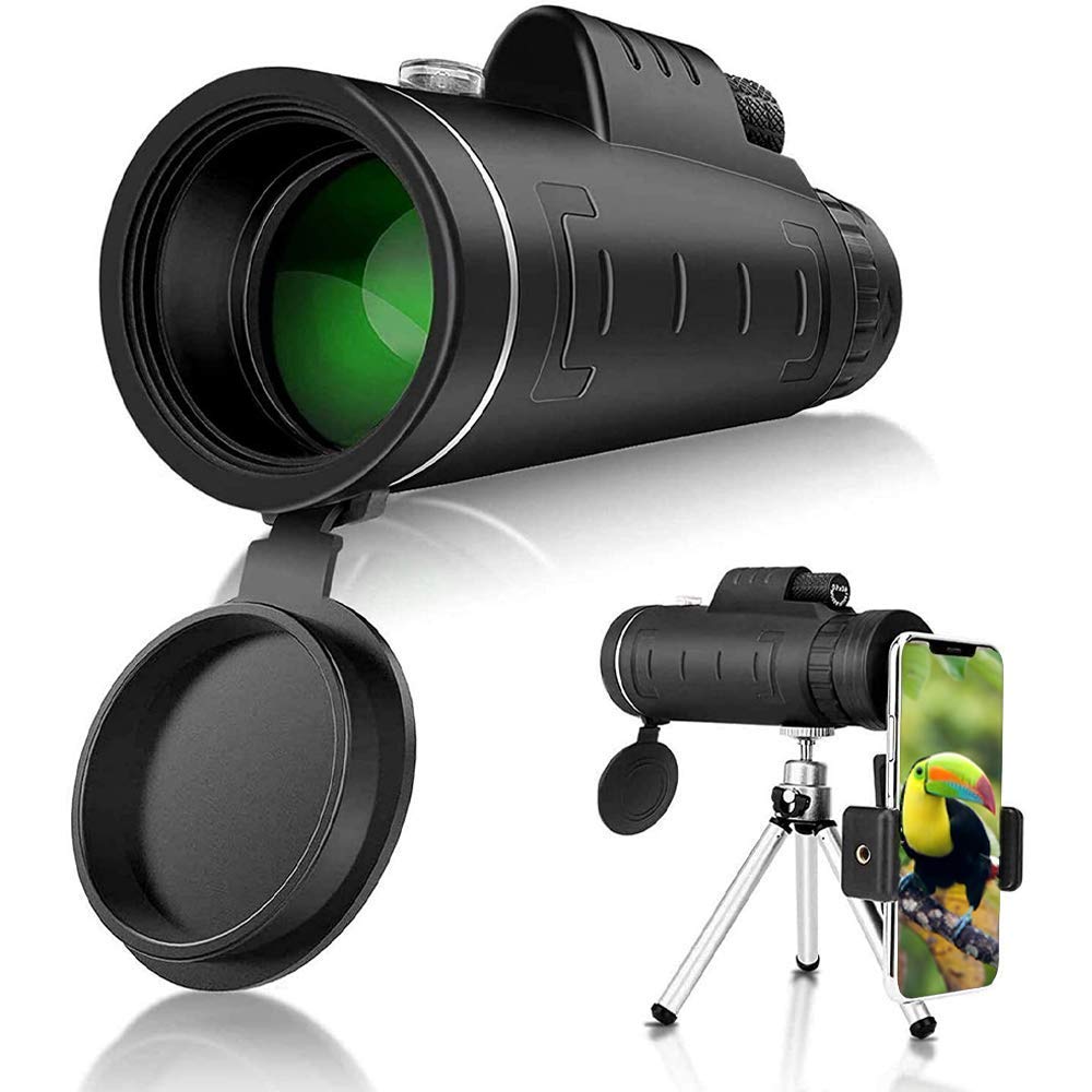 40x60 High Power Monocular Telescope with BAK4 Prism - Waterproof, Low Light Vision for Bird Watching, Hunting, Hiking & Camping - Adjustable Phone Tripod Included for Stargazing & Travel Photography