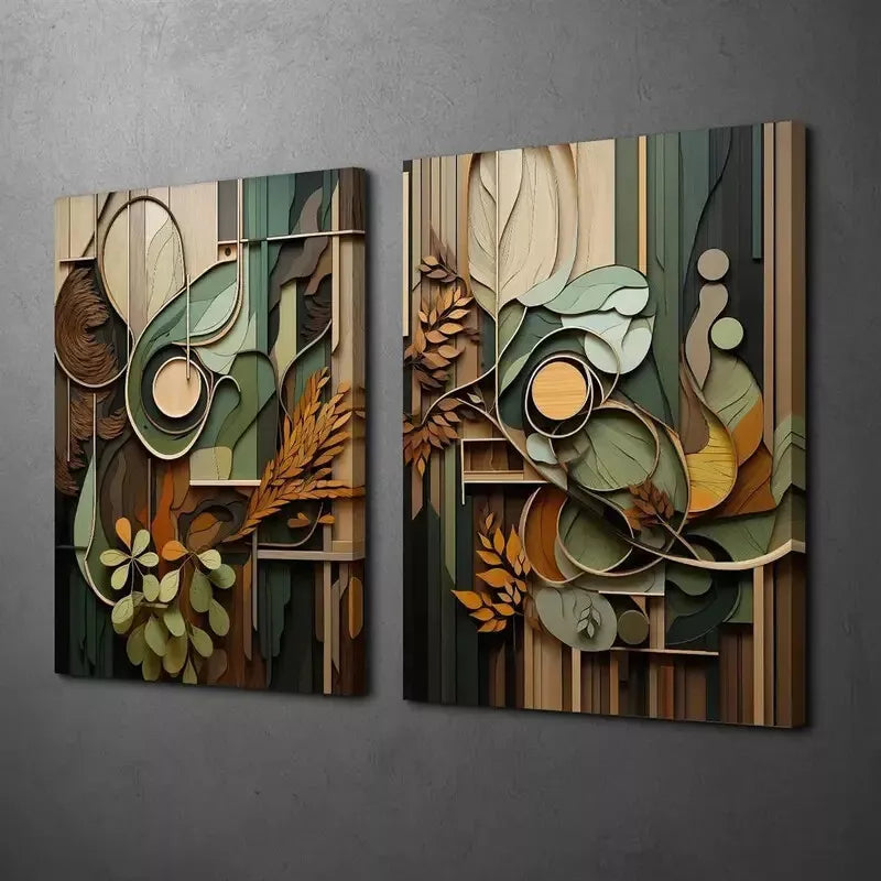 2-Piece Earthy Neutral Tone Canvas Wall Art Set - 50x75cm Framed High-Quality Print | 100% Australian Made | Ready to Hang | Perfect for Living Room, Bedroom & Office Decor
