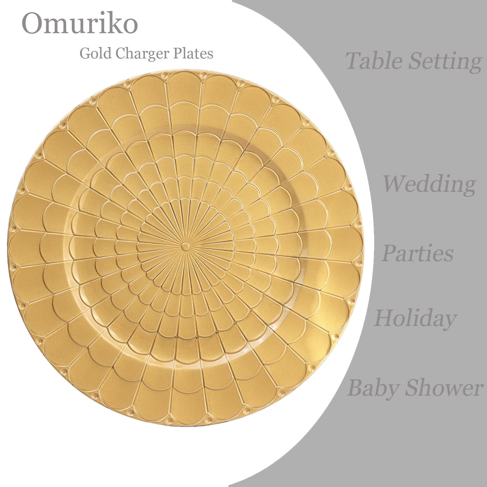 12-Pack Gold Plastic Charger Plates - Elegant Decorative Dinner Plates for Holiday Table Settings, Thanksgiving & Christmas Celebrations - Perfect for Weddings, Parties & Formal Dining Events