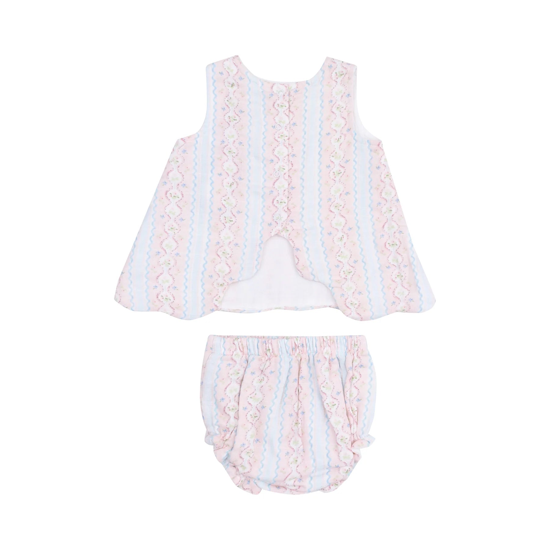 Ogee Floral Scallop Open Back Top and Bloomer Set - Women's Vintage Lace Blouse & Shorts for Summer, Beach, Boho Outfits & Photoshoots