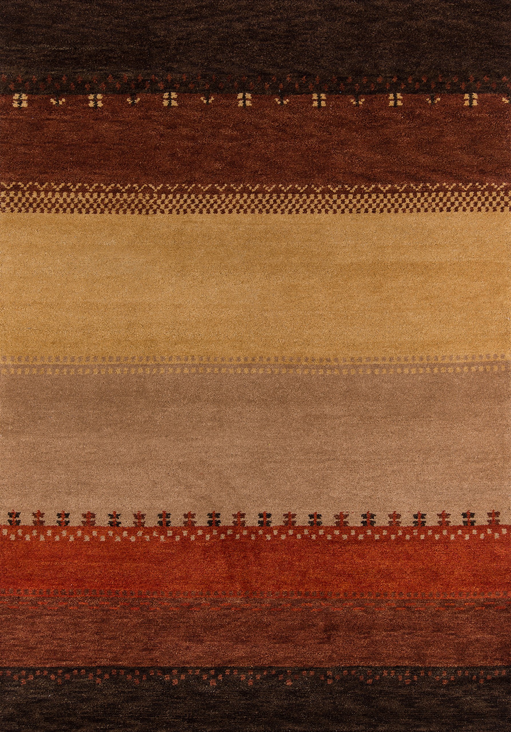 Handmade Momeni Desert Gabbeh Wool Area Rug - 100% Wool Hand Knotted Contemporary Rug 3'9
