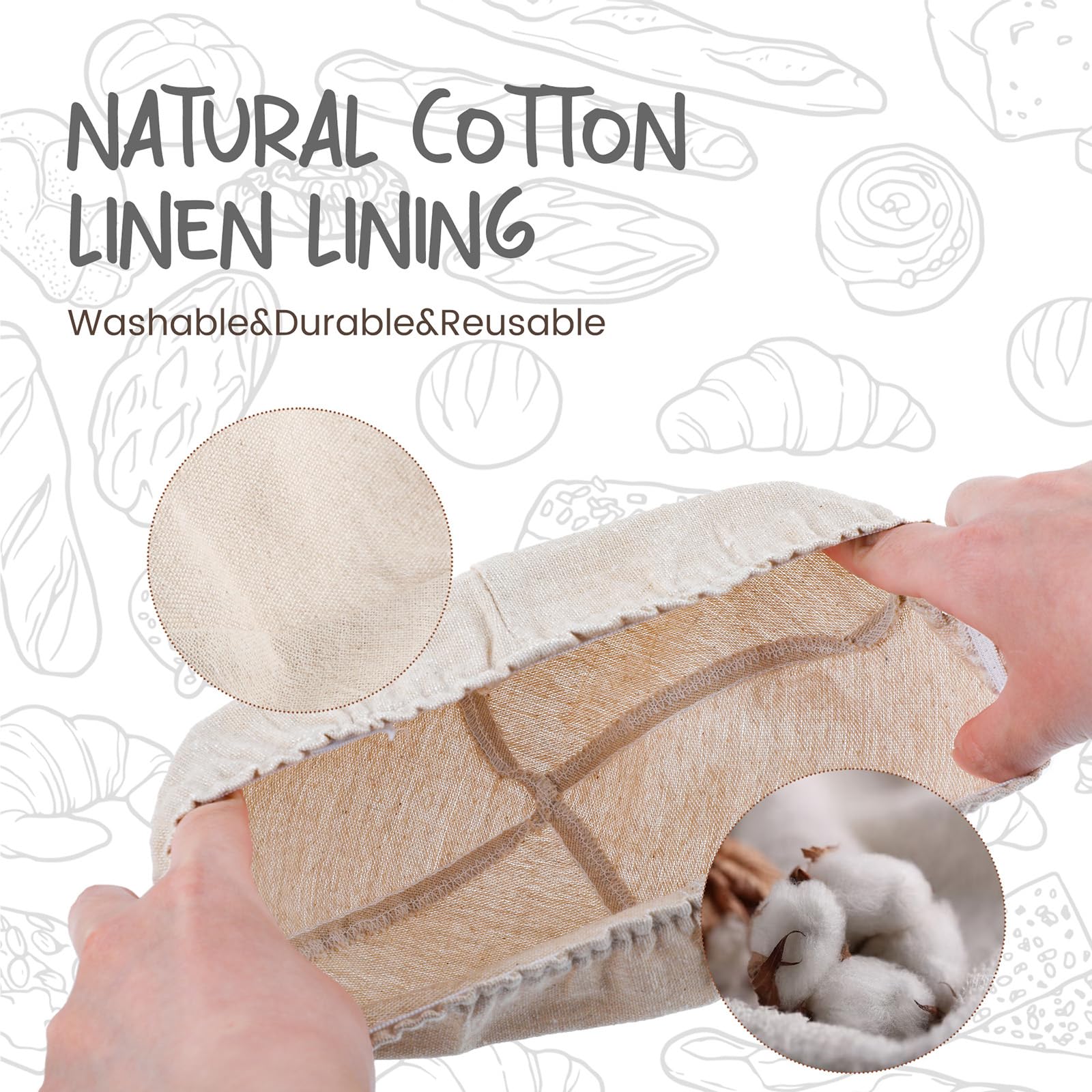 6-Piece Mini Bread Dough Proofing Basket Set with Liners (5 Inch) - Professional Sourdough Baking Tools for Home & Commercial Use | Perfect for Artisan Bread Making, Bakery Display & Gift Giving