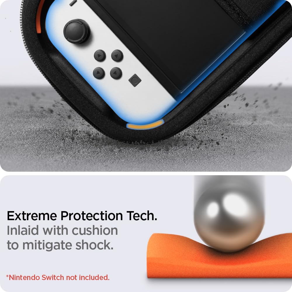 Spigen Rugged Armor Pro Protective Hard Case for Nintendo Switch (2017) & OLED (2021) - Durable Travel Carrying Case for Gaming Console - Perfect for Travel, Commuting & On-the-Go Gaming - Black
