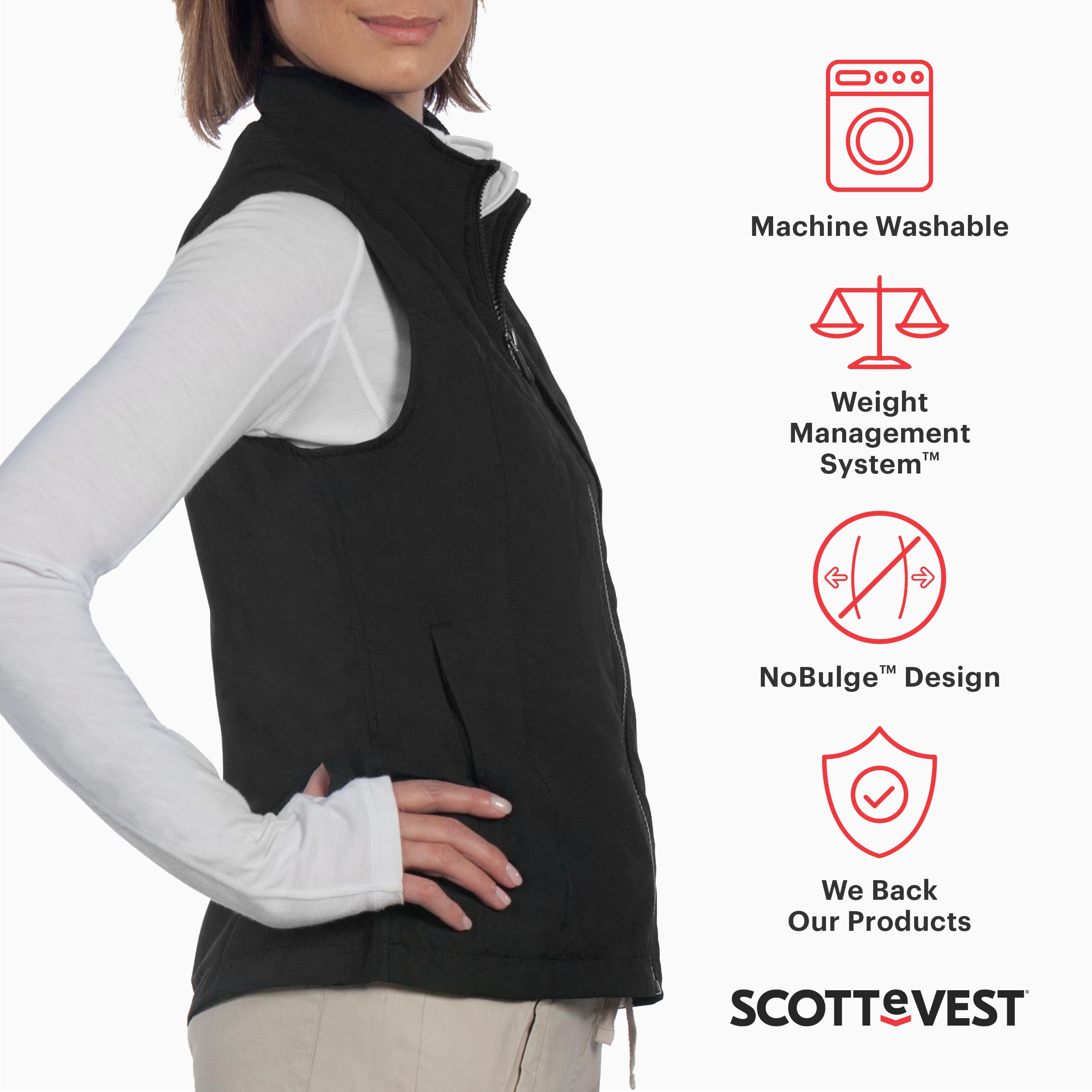 SCOTTeVEST Women's Featherweight Travel Vest with 16 Hidden Pockets - Lightweight Water Repellent Jacket for Hiking, Airplane & Outdoor Activities