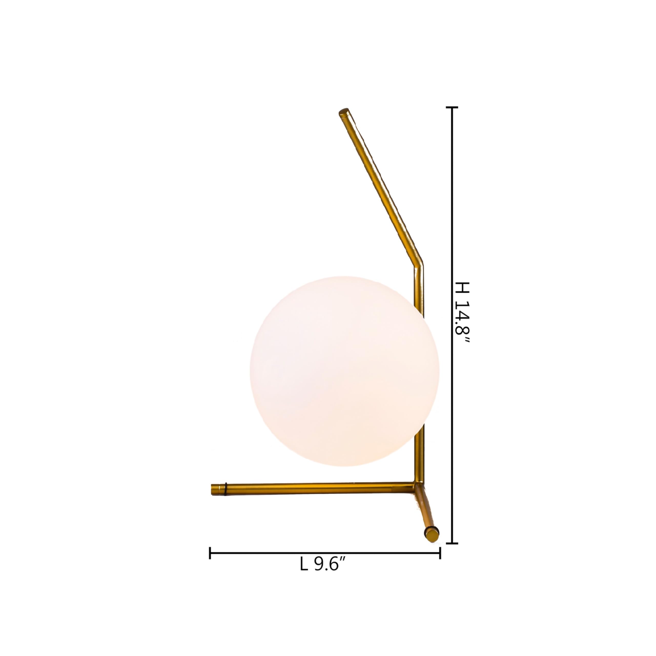 Elegant Brass and Iron Table Lamp with Milk White Glass Shade - Perfect for Bedroom, Living Room, and Office Lighting Decor