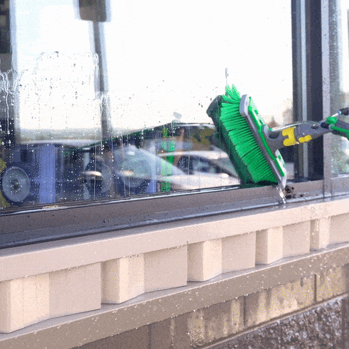 Unger nLITE Powerbrush - Premium Window Cleaning Brush with Extendable Pole for Home & Commercial Use | Perfect for Glass, Mirrors & Hard-to-Reach Areas