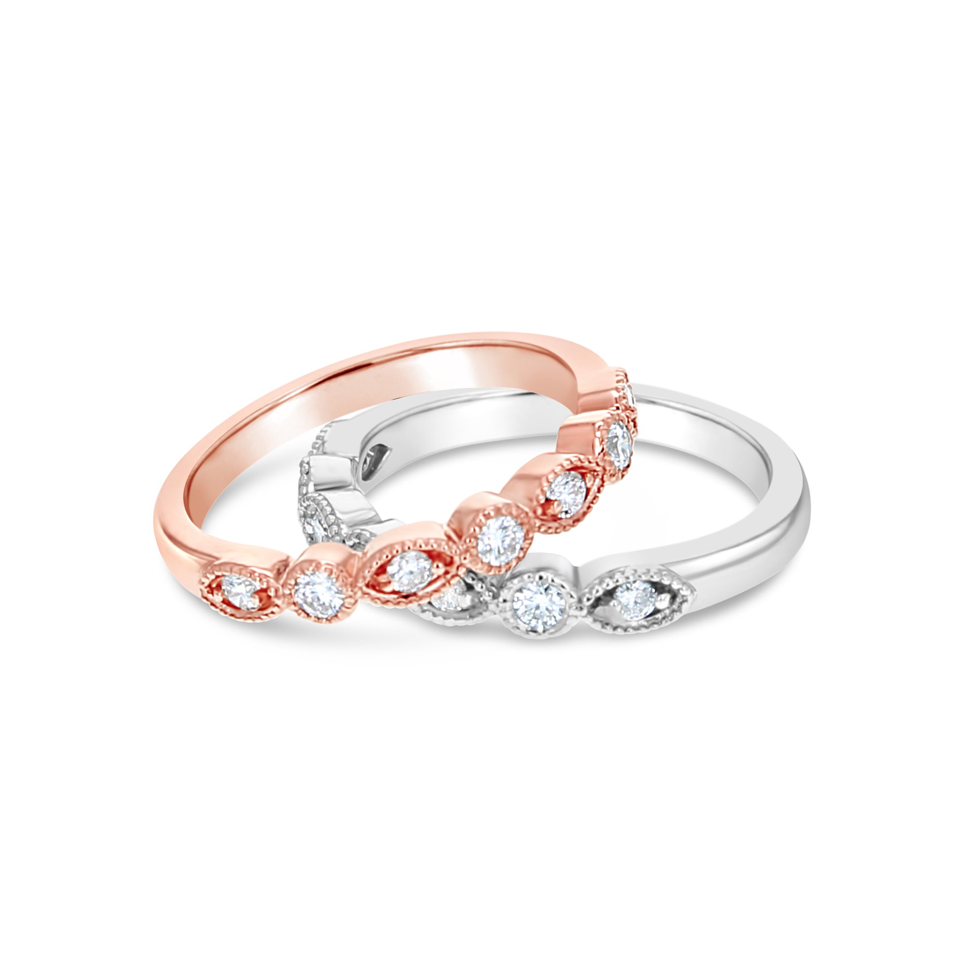 Vintage Stackable Diamond Ring - 0.18cttw 14K Gold Wedding Band, Anniversary Gift for Her, Everyday Elegant Jewelry for Women