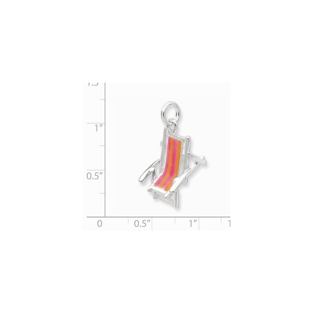 Jewels By Lux Sterling Silver Rhodium-plated Enamel Beach Chair Charm Pendant - Elegant Jewelry for Necklace, Bracelet & Keychain - Perfect for Beach Vacations, Summer Outfits & Gift Giving