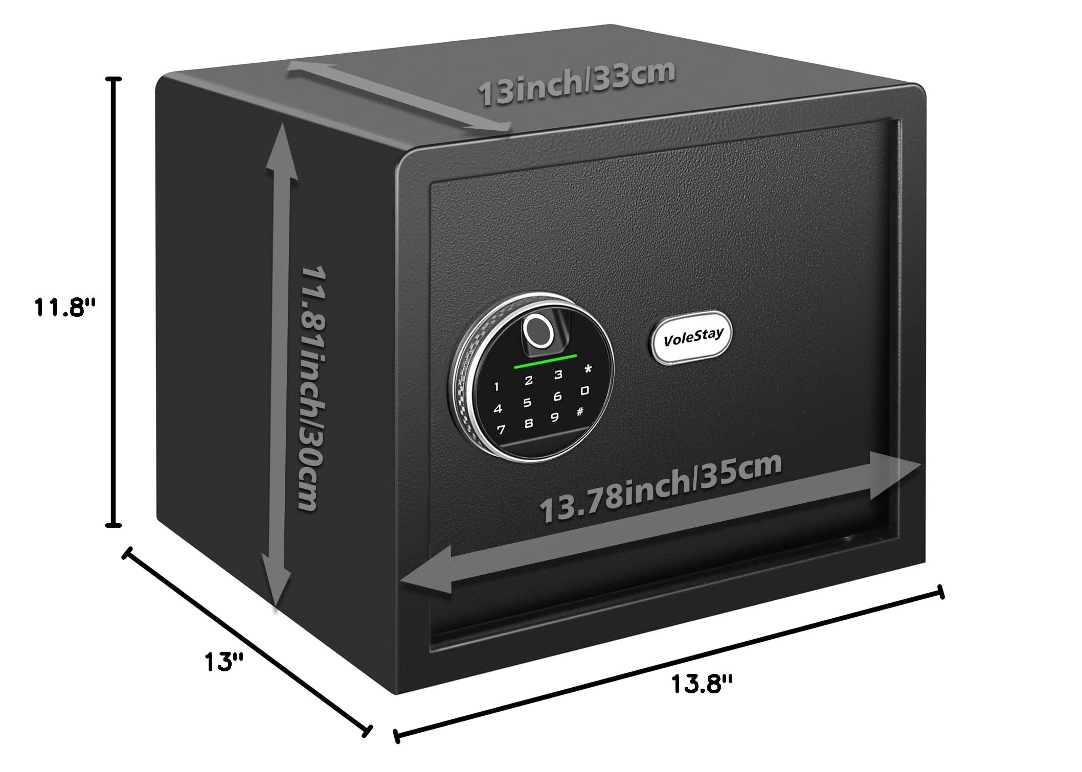 Biometric Fingerprint Safe Box for Home & Office - Secure Handgun, Jewelry, Cash & Valuables - 1.2 Cubic Feet Black Digital Lock Box - Ideal for Bedroom, Closet, Travel & Hotel Security