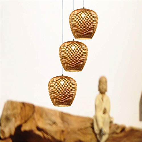 LITFAD Double-Decker Bamboo Pendant Light - 7.5