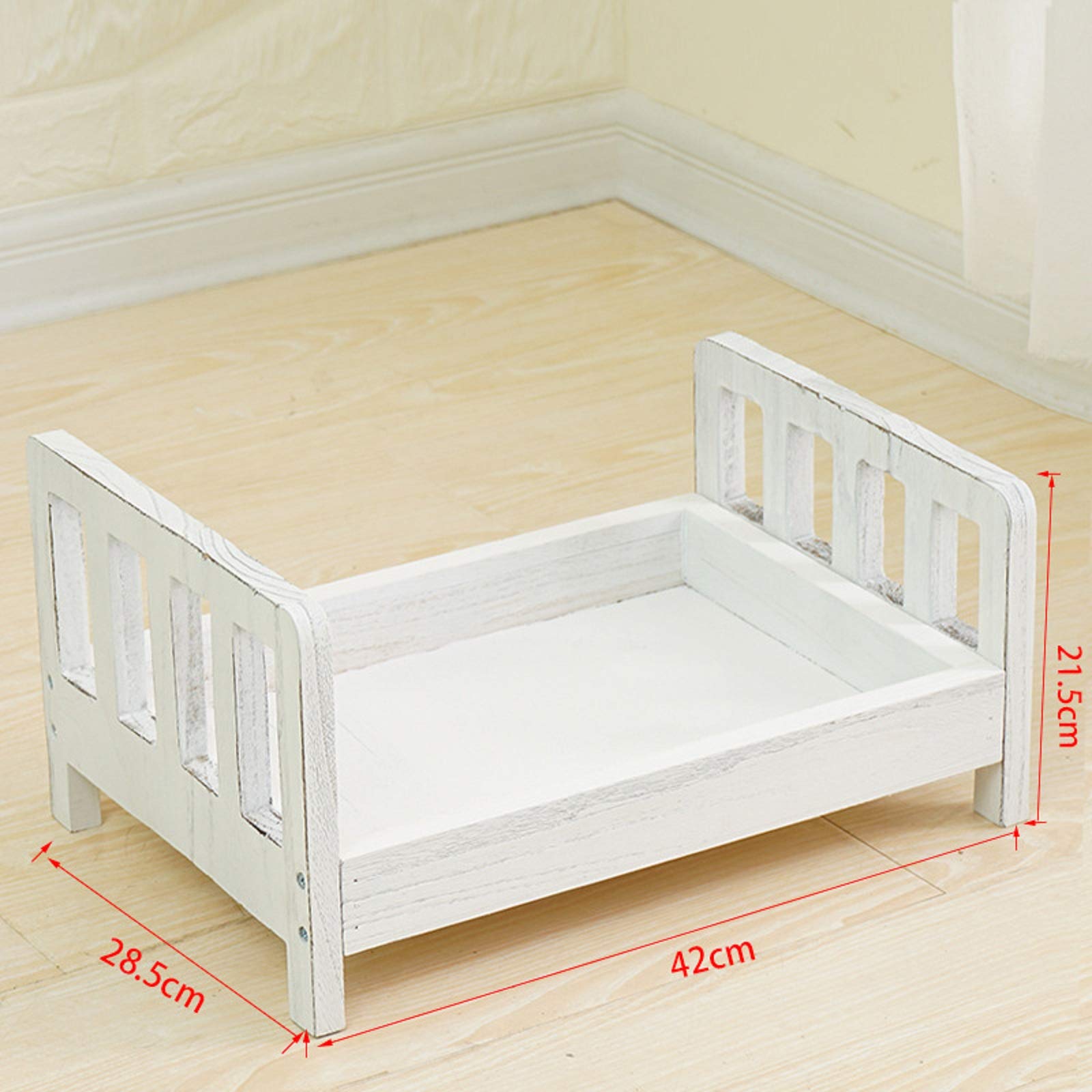 White Detachable Newborn Baby Posing Prop Bed - Photography Cot for Newborn & Small Doll Photo Shoots - Perfect for Studio, Nursery, and Baby Shower Background Props