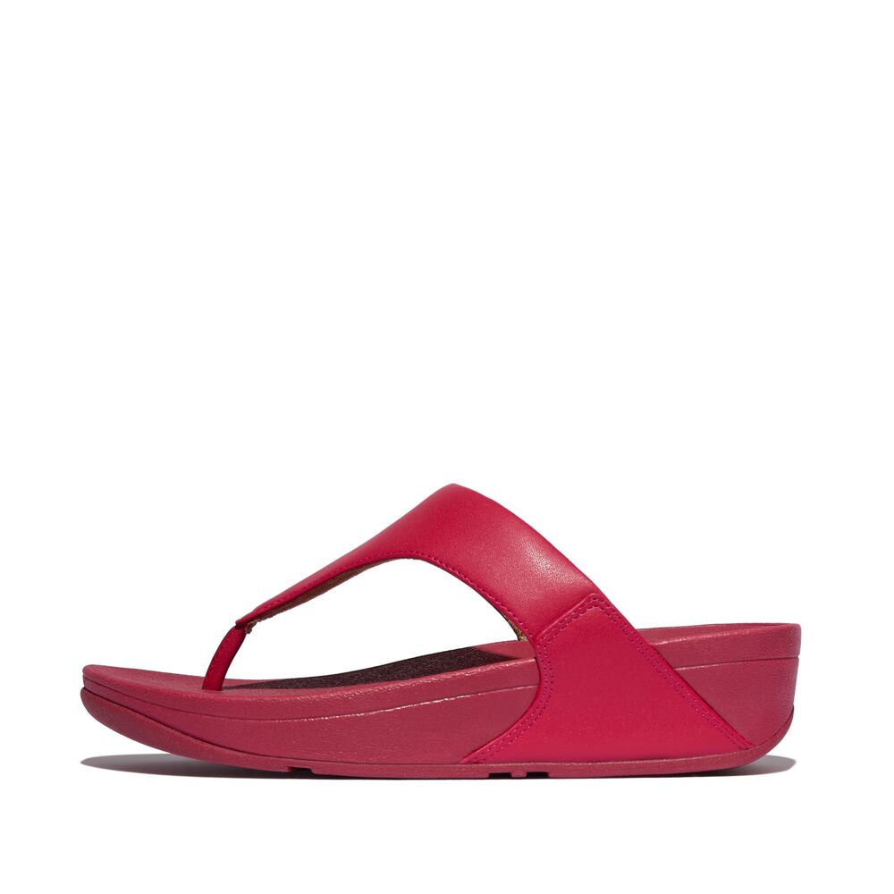 FitFlop Lulu Leather Sandals for Women - Comfortable Redberry Color Flip Flops | Perfect for Beach, Poolside & Summer Vacations