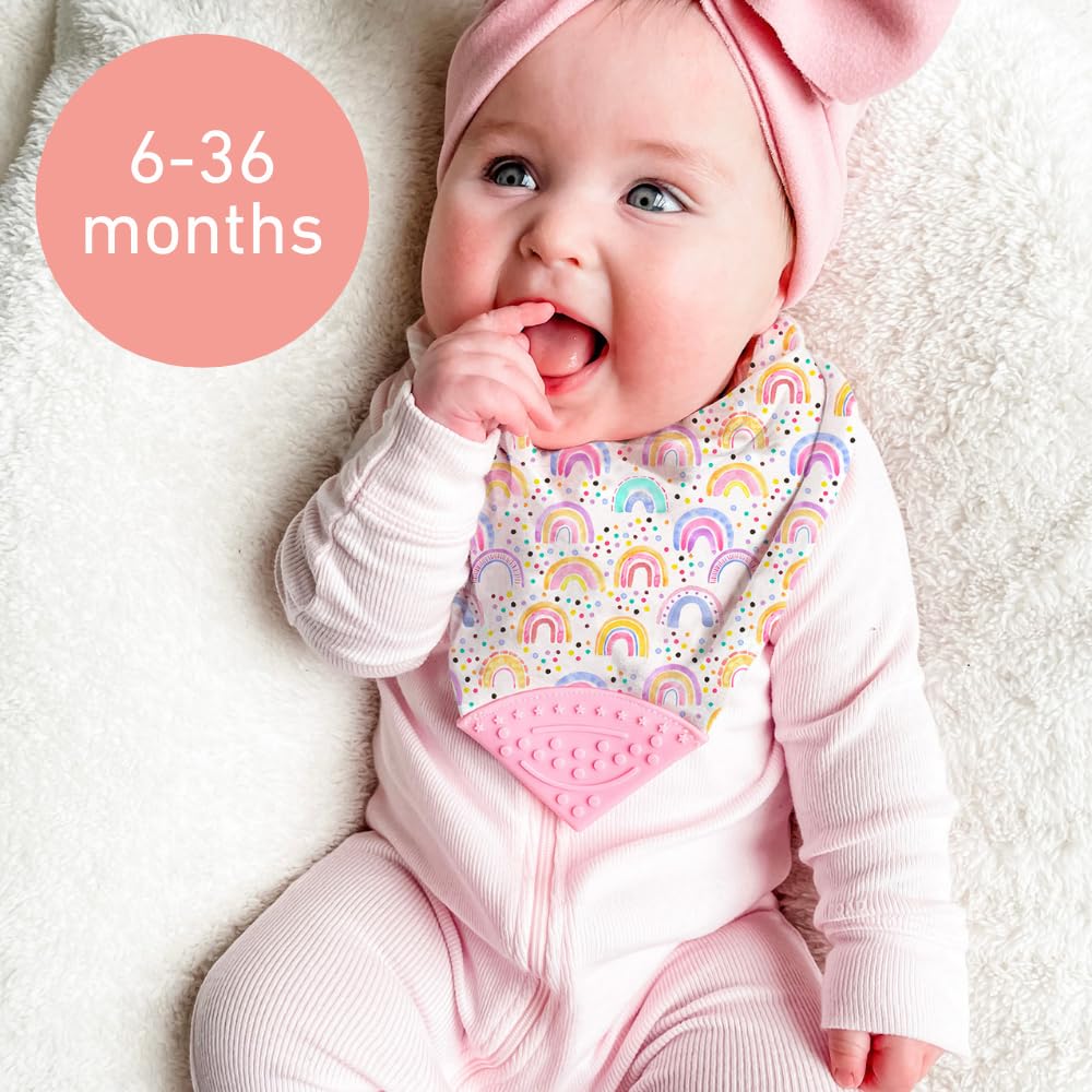 Reversible Bandana and Teether Bibs for Baby Boys & Girls - 100% Cotton, Absorbent, Durable & Easy to Clean Bibs - Perfect for Feeding, Teething & Drooling Protection