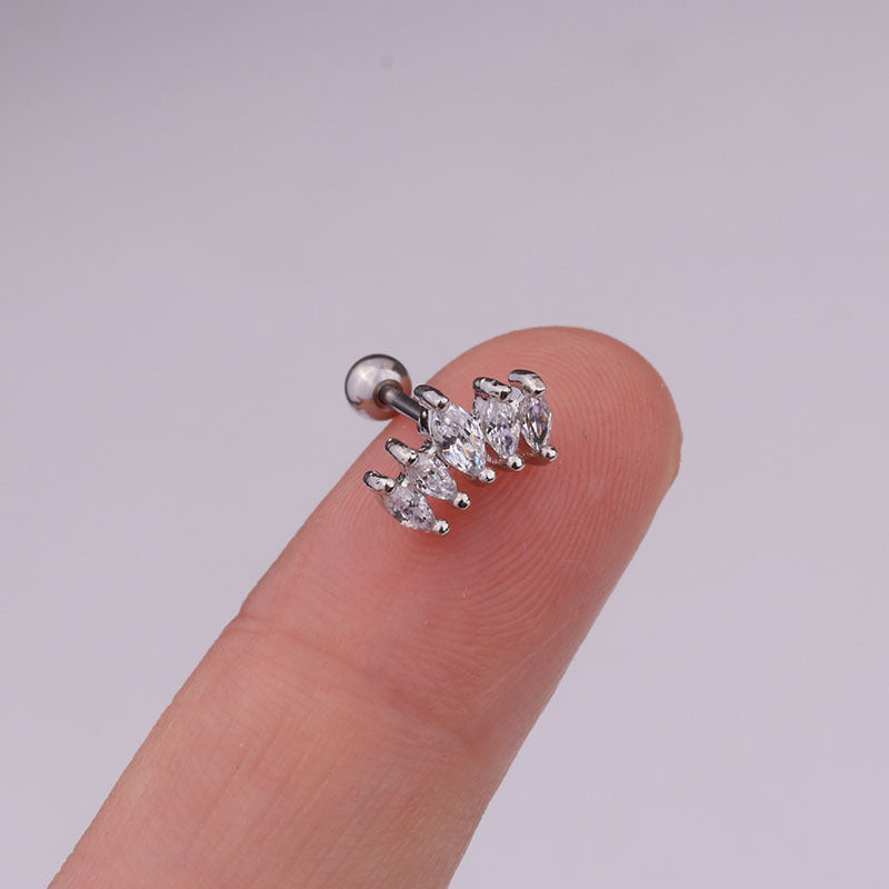 20G Silver Hypoallergenic Snowflake Cartilage Ear Stud | HSPJ1904 | Perfect for Helix, Tragus & Cartilage Piercings, Everyday Wear & Special Occasions