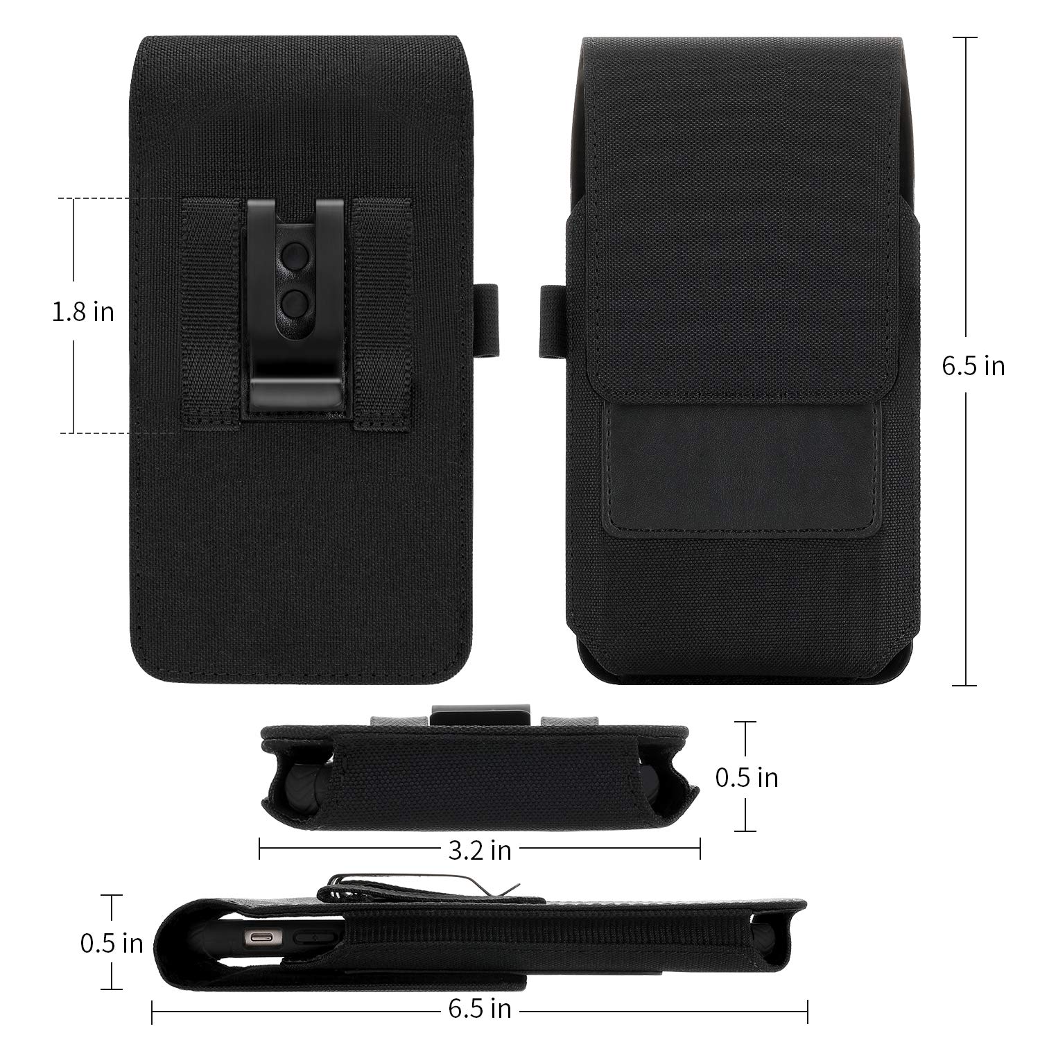 Premium Nylon Belt Holster for Galaxy Note 20 Ultra 5G & iPhone 15 Pro Max - Universal Phone Holder Clip Case for S24+/S23+/S22+ & More (Black) - Perfect for Outdoor Activities, Work & Travel