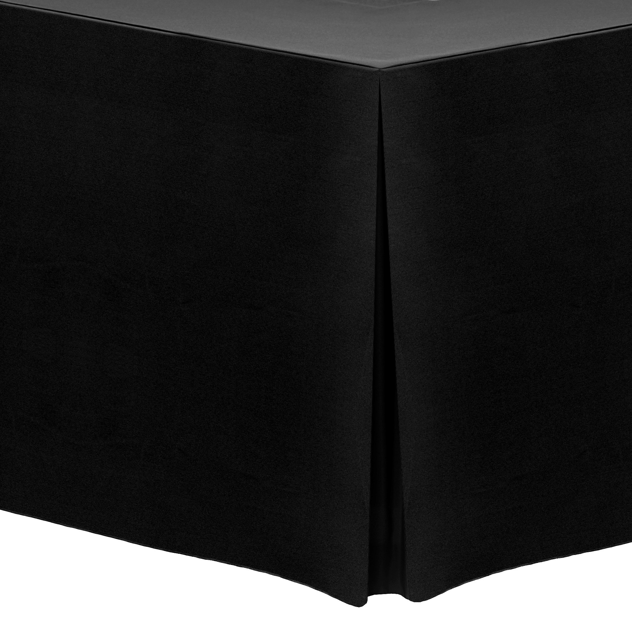 Premium 5 ft. Black Polyester Fitted Tablecloth for 30x60-Inch Banquet & Folding Tables - 42