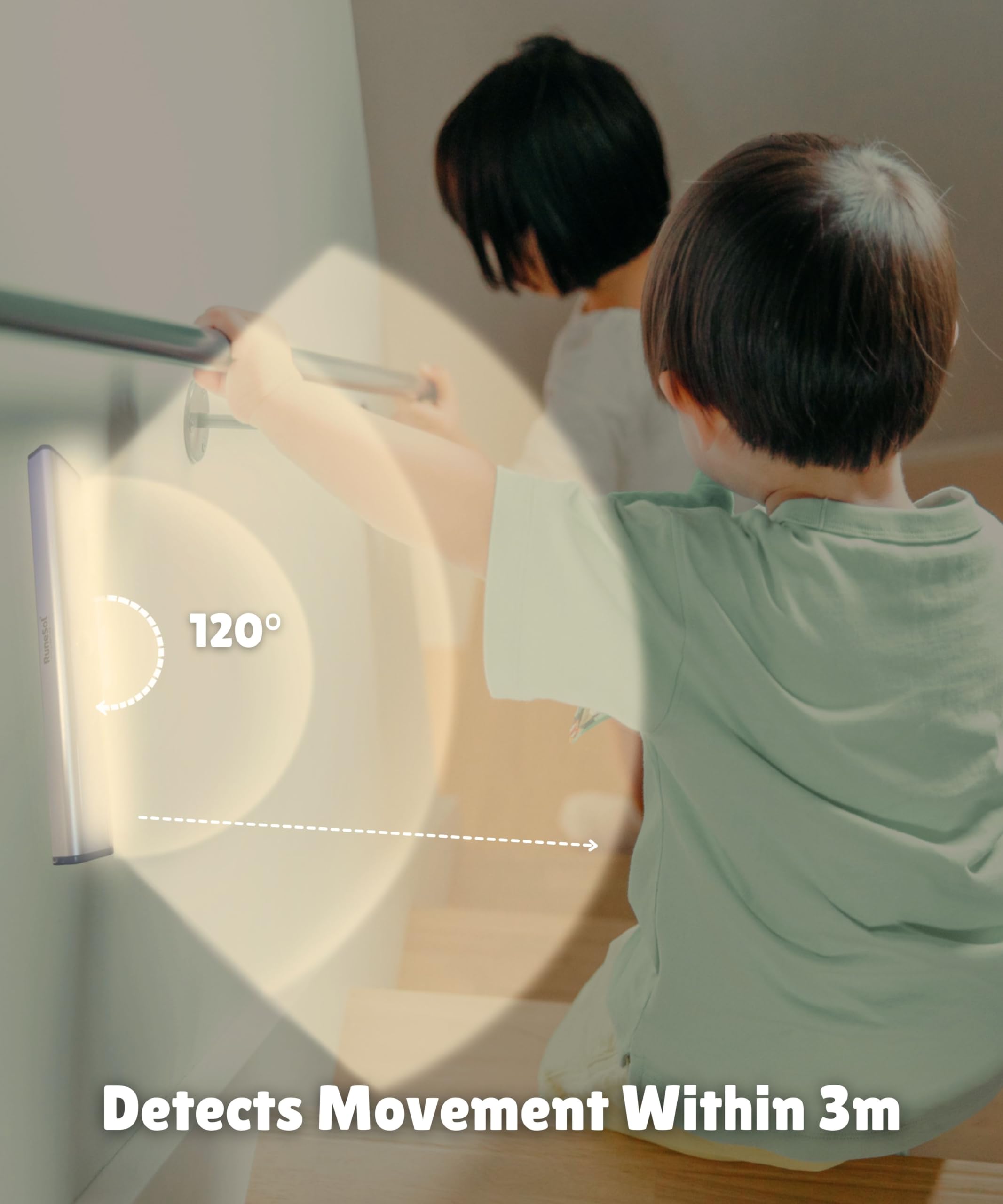 Motion Sensor Under Cabinet Lights - 3 Pack Rechargeable 20 LED Strip Lights for Kitchen, Wardrobe & Bedroom | Battery Operated Night Lighting for Cabinets, Closets & Dark Spaces